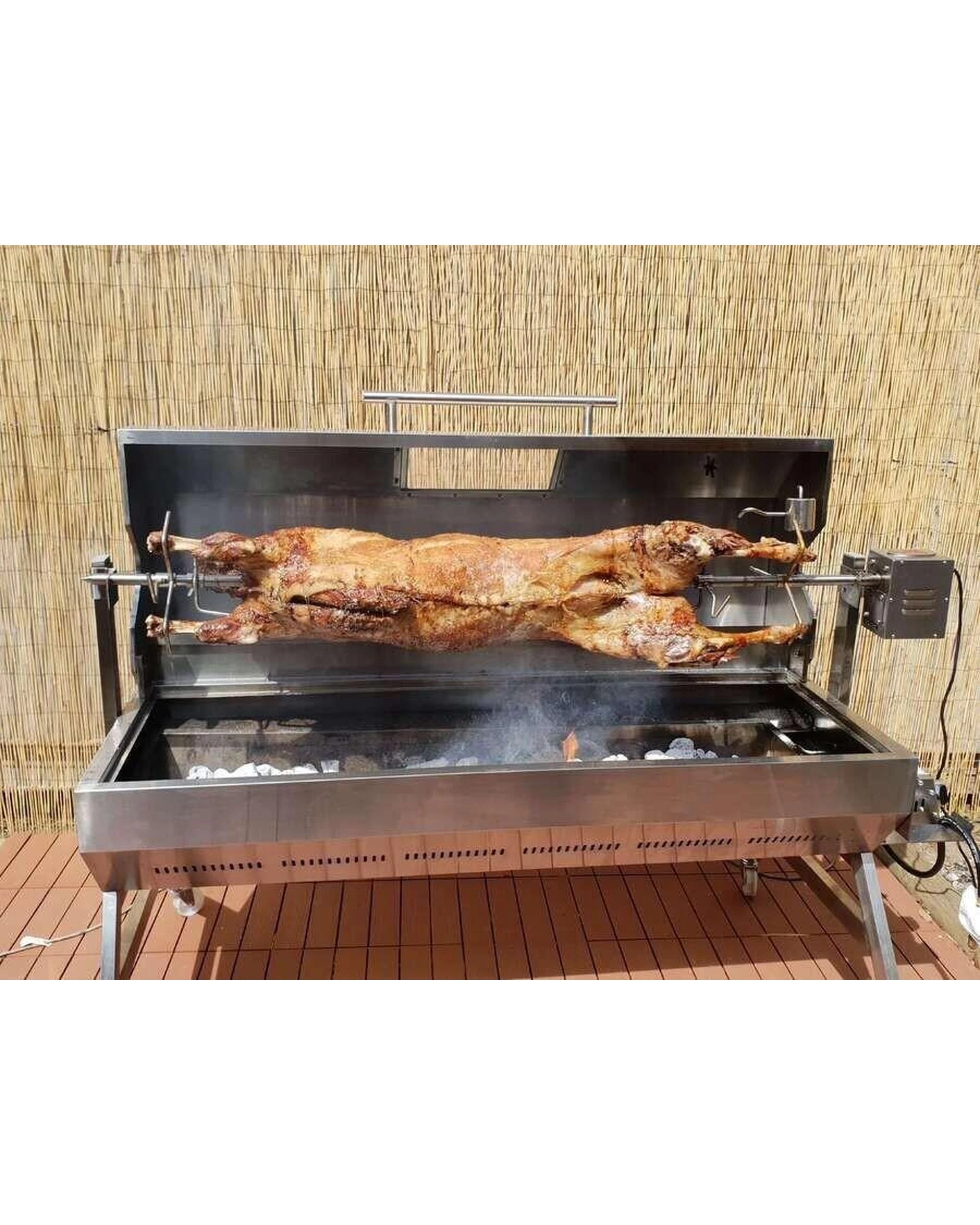 4 Flaming Coals Spit Roast Skewer - 1 Piece Solid 1.6m - Stainless Steel - 22mm, 4 of 7