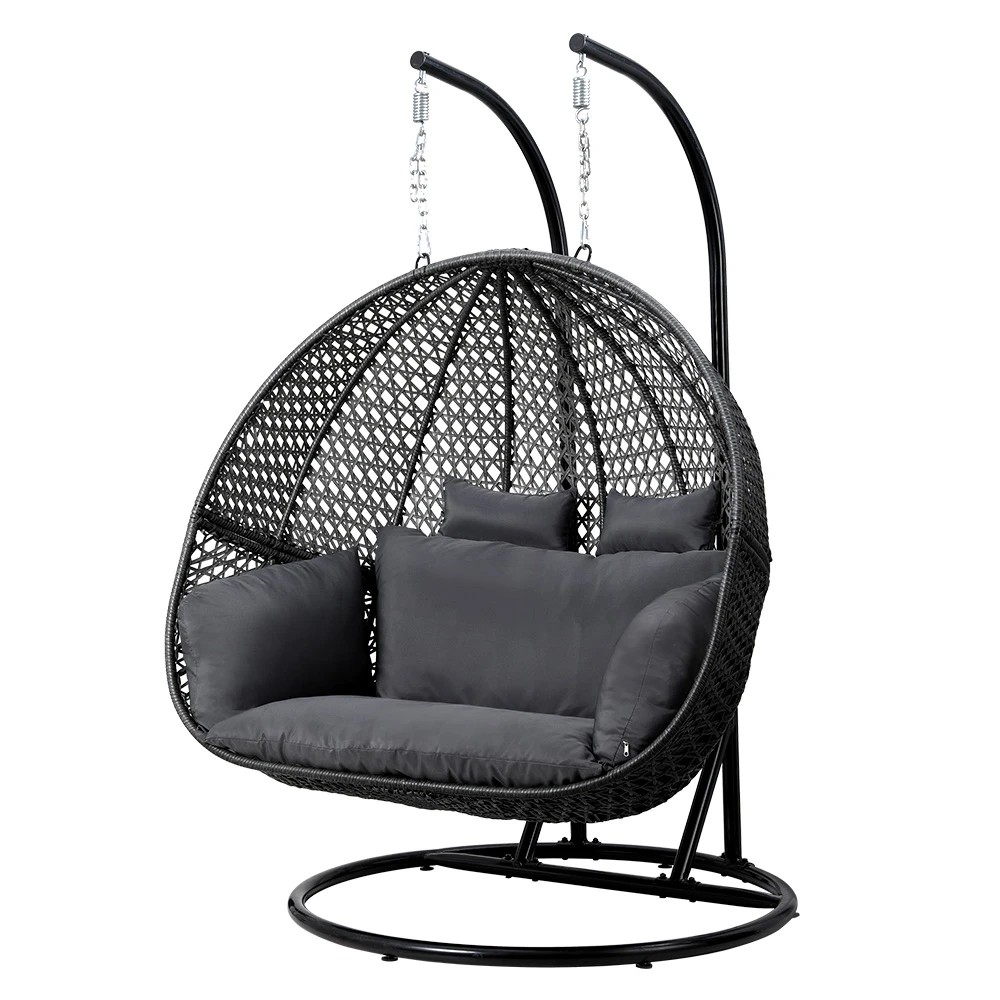 1 Gardeon Outdoor Swing Chair Hanging Rattan Patio Furniture Pod Stand Cushion 2 - Multi, 1 of 7