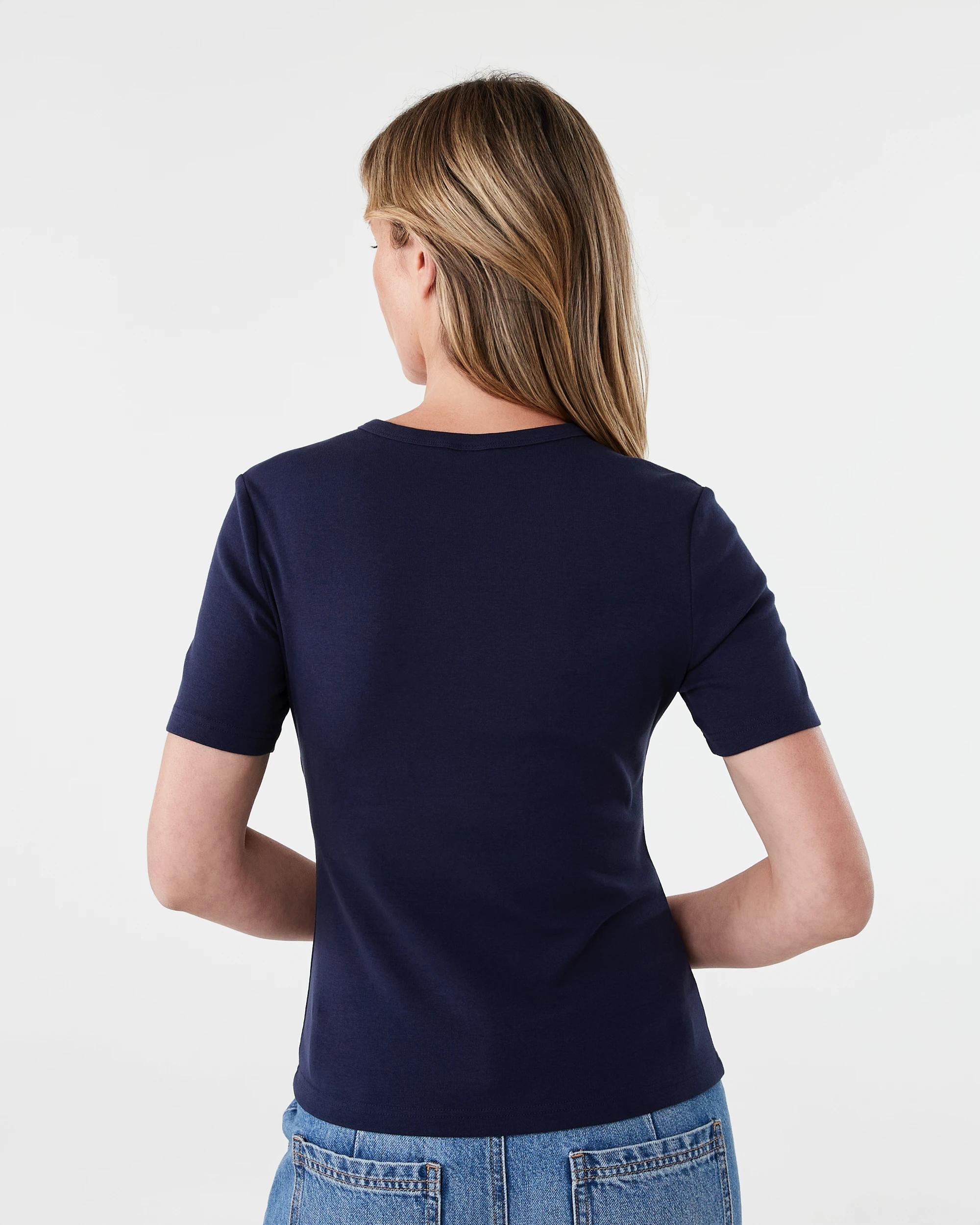 3 Short Sleeve Rib Crew Neck T-shirt Blu Pcoat, 3 of 5