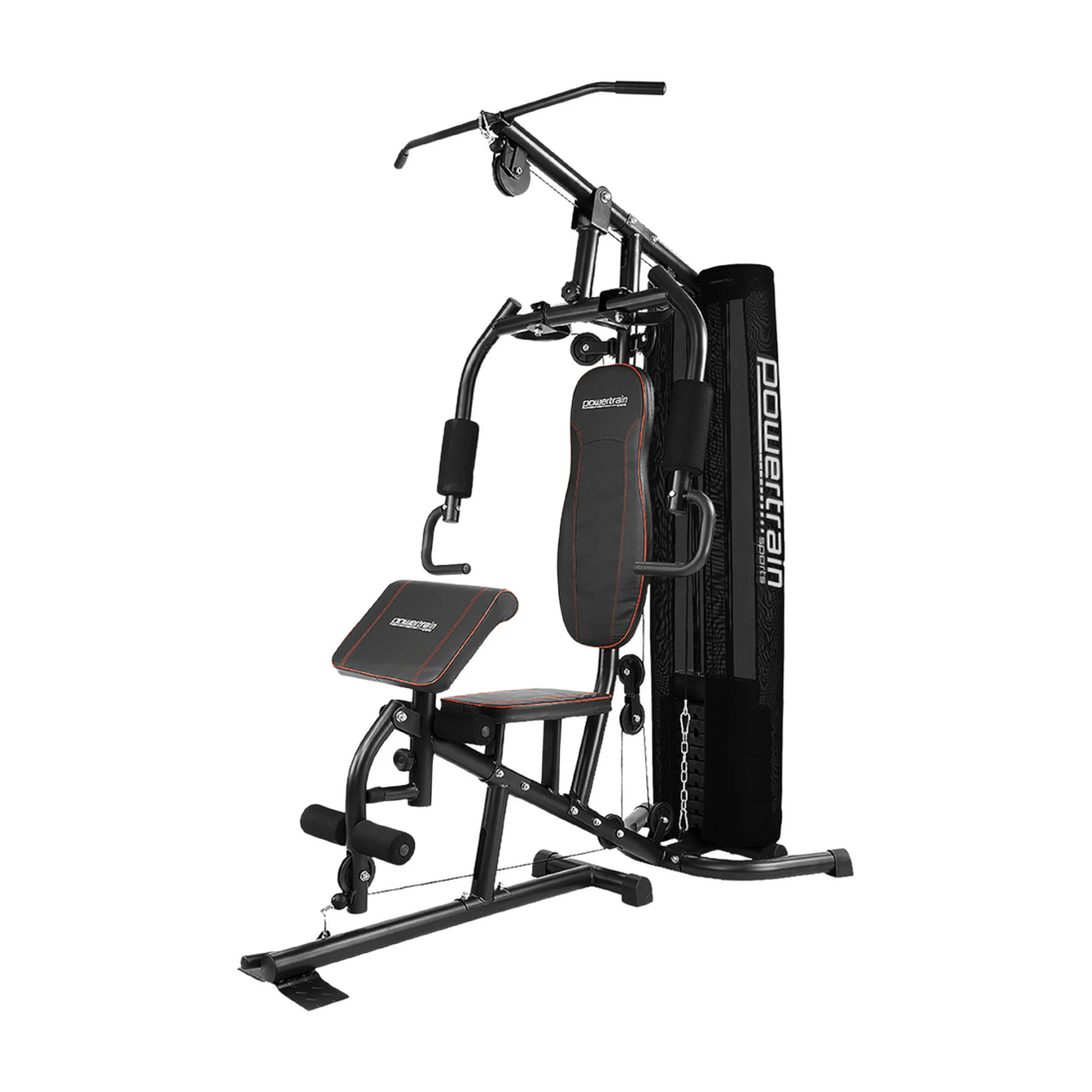 1 Powertrain Multi Station Home Gym with 68kg Weights Preacher Curl Pad, 1 of 4