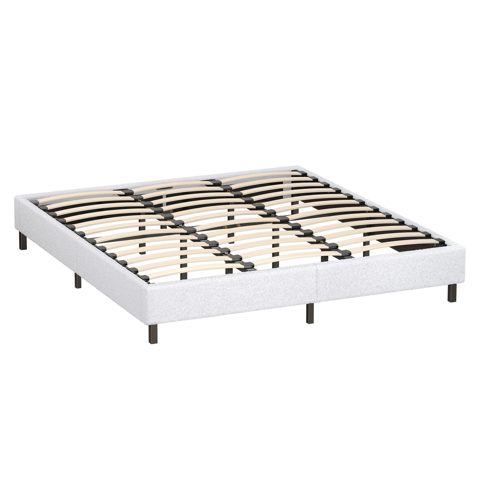 10 Alfordson Bed Frame King Size Mattress Base Foundation Boucle Basel - White, 10 of 10