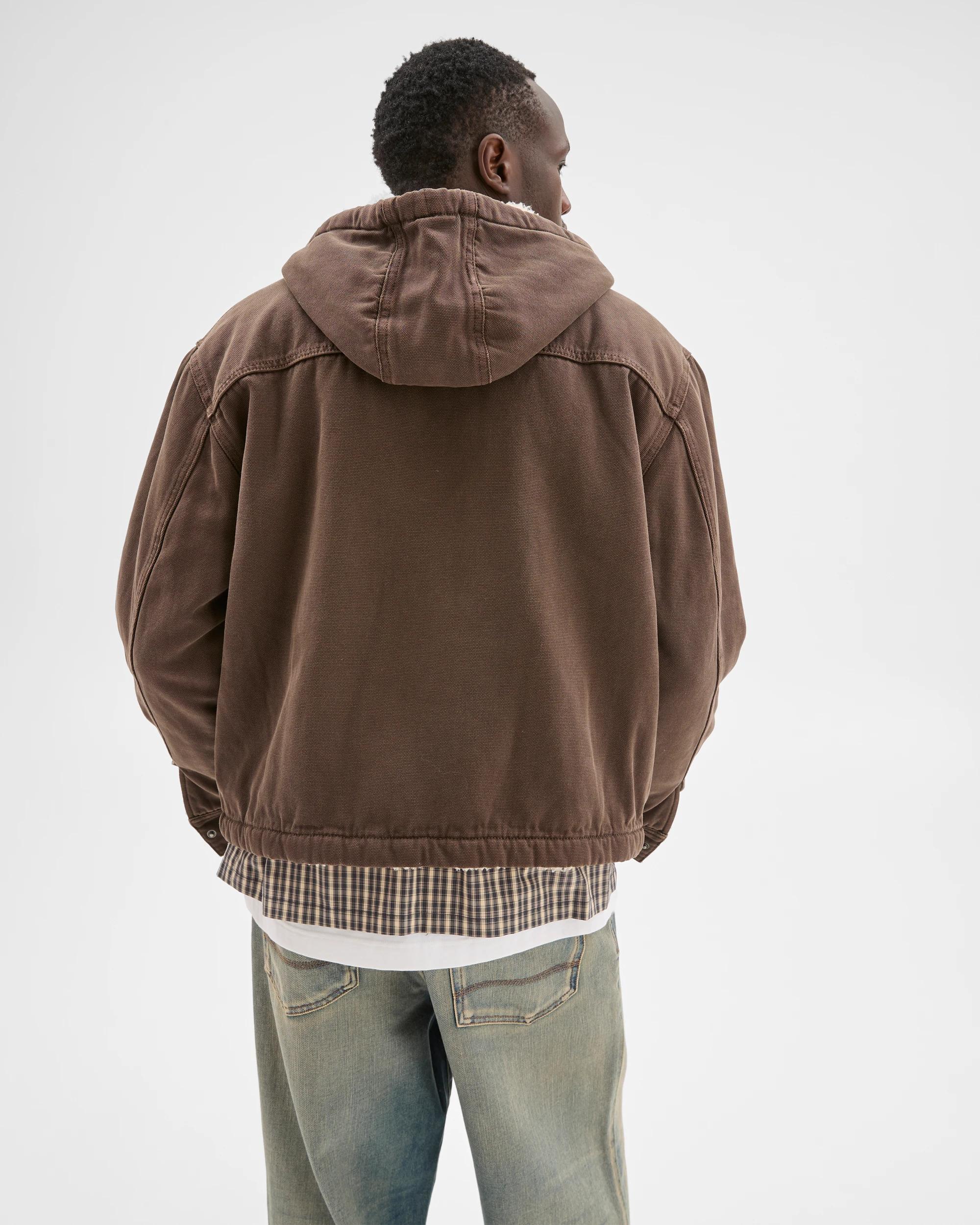 6 Commons Heavyweight Washed Hooded Worker Jacket CHOC BROWN, 6 of 6