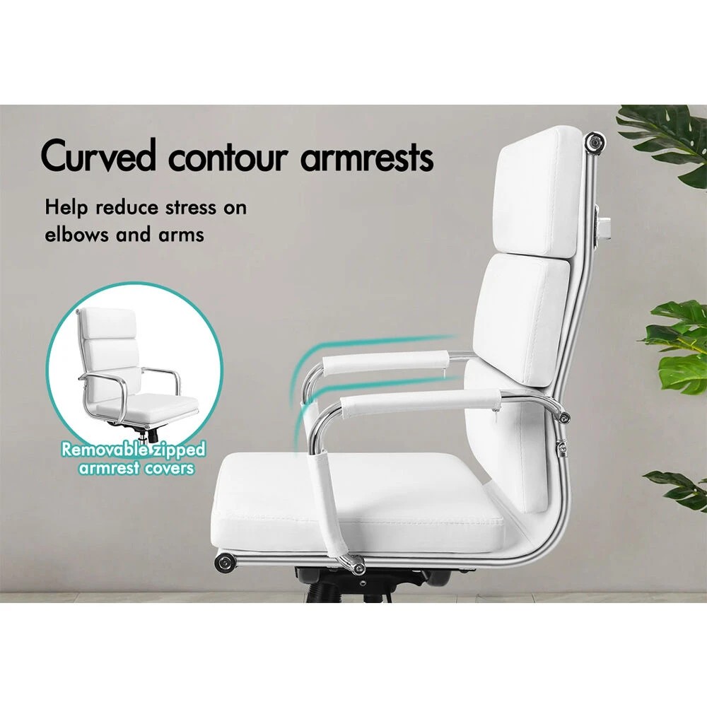 9 Alfordson Office Chair Ergonomic Paddings Executive Computer Work Seat High Back - White, 9 of 10