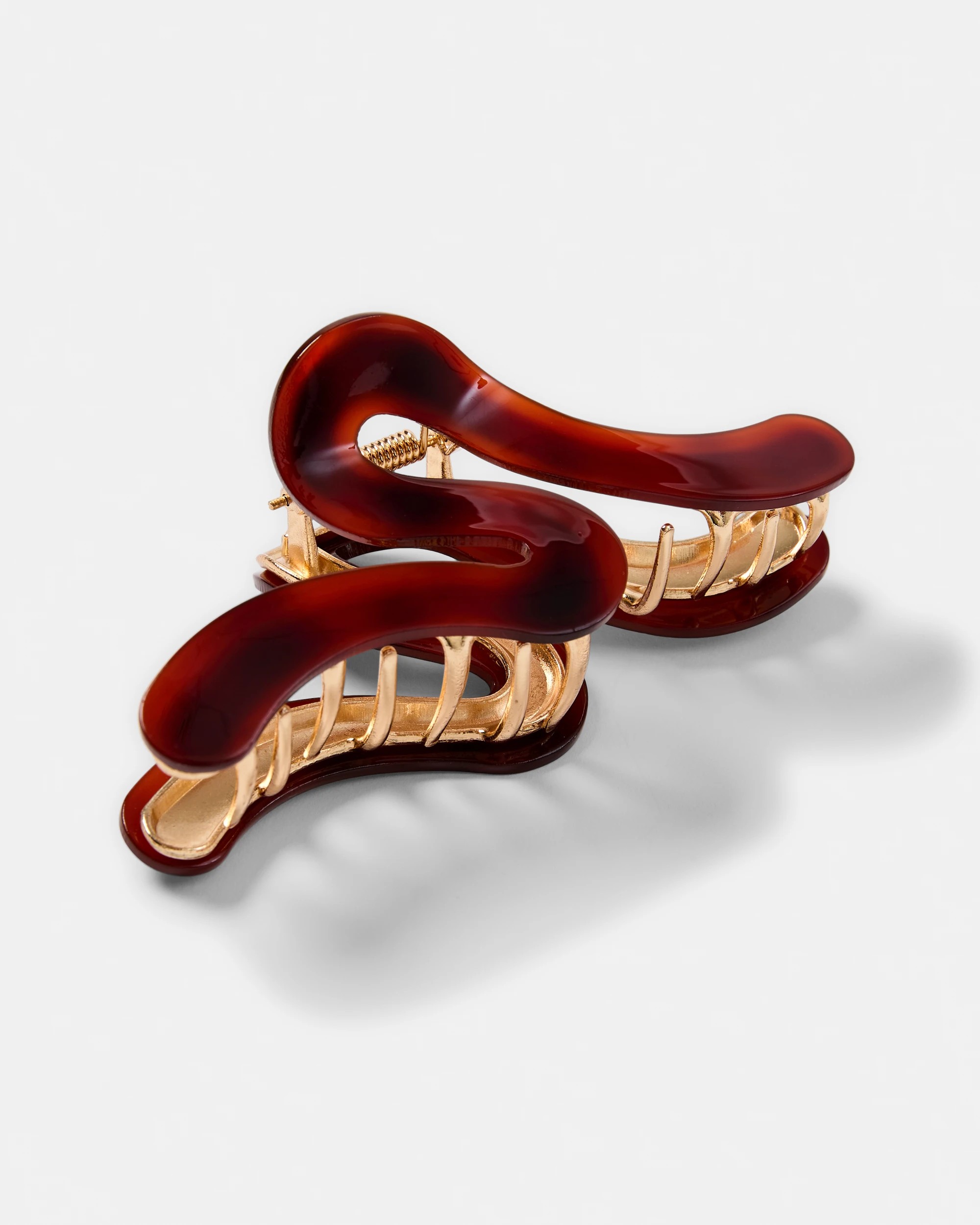 1 Brown Swirl Metal Resin Claw Hair Clip, 1 of 3