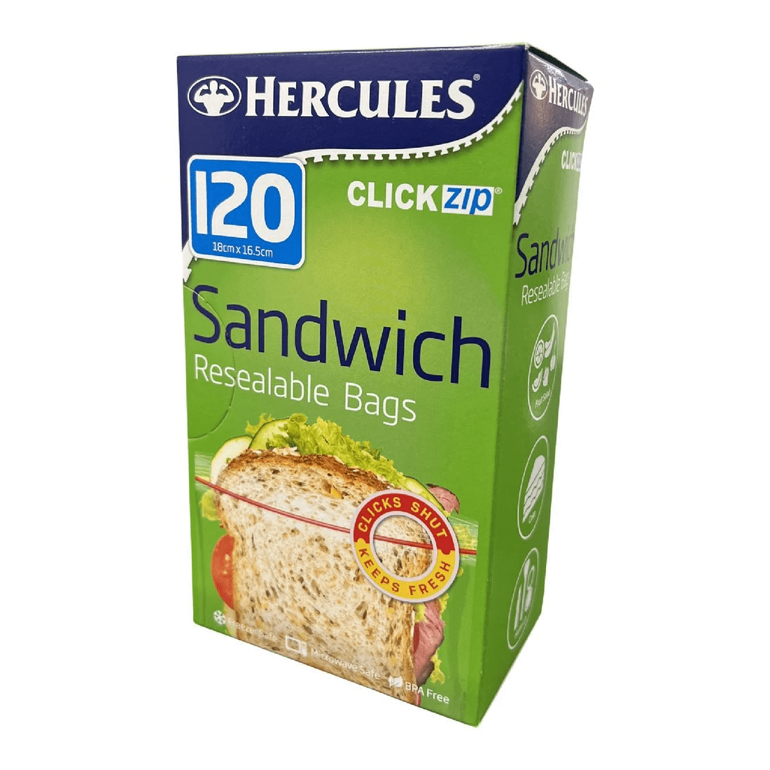 1 Hercules Click Zip Sandwich Bag 120 Pack, 1 of 1