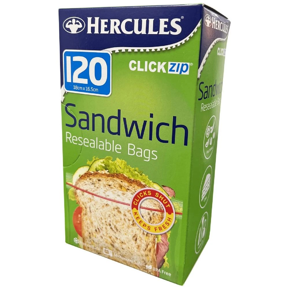 1 Hercules Click Zip Sandwich Bag 120 Pack, 1 of 1
