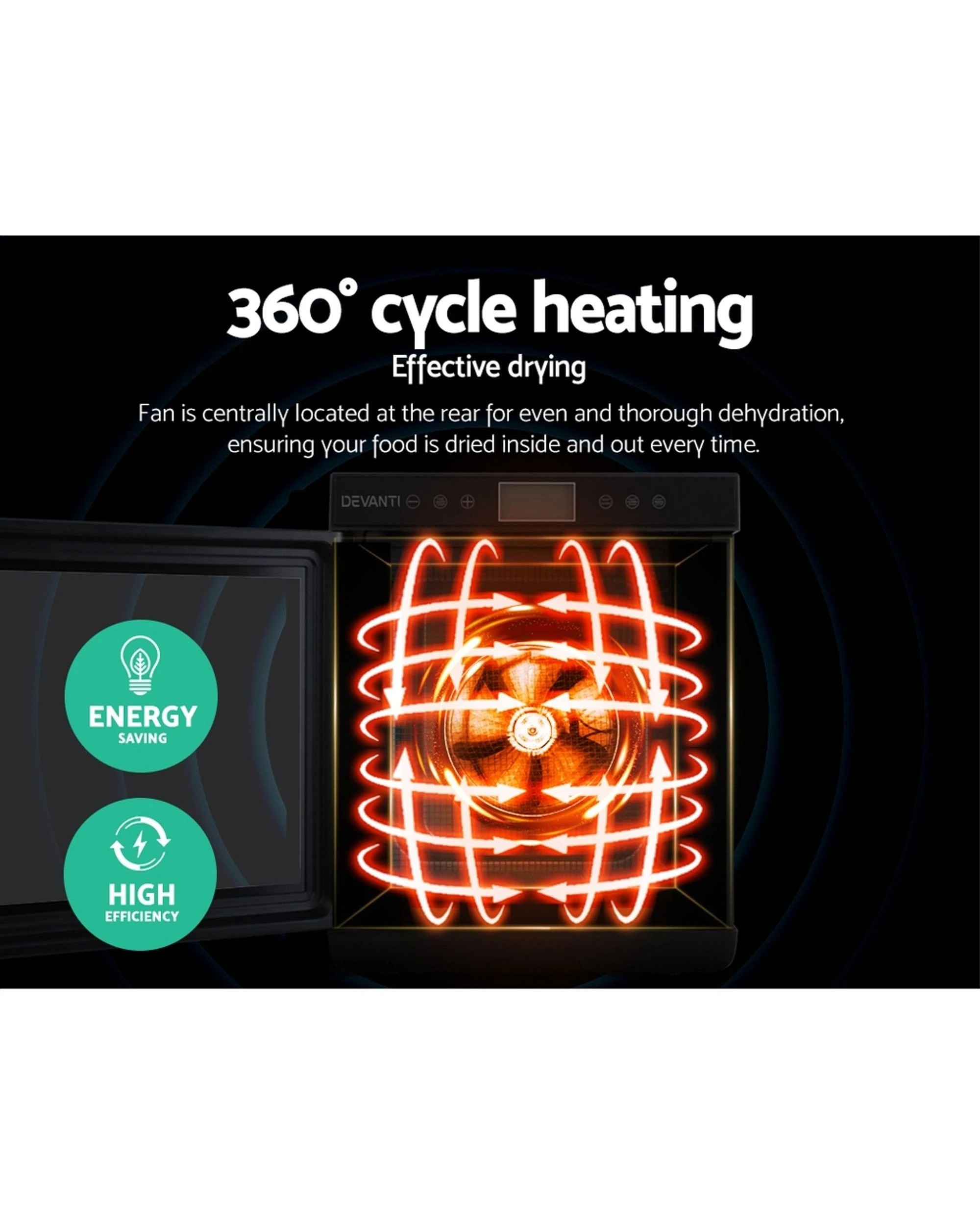 3 Devanti 10 Trays Food Dehydrator Stainless Steel Tray - Black, 3 of 7