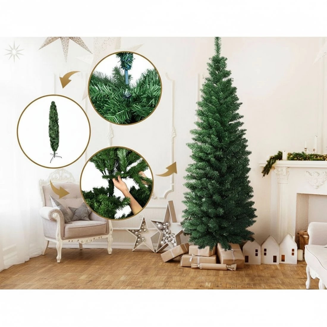 6 Jingle Jollys Christmas Tree 1.8m Xmas Tree Decorations Green 300 Tips Lush Foliage Sturdy Stand Easy Assembly - Green, 6 of 8