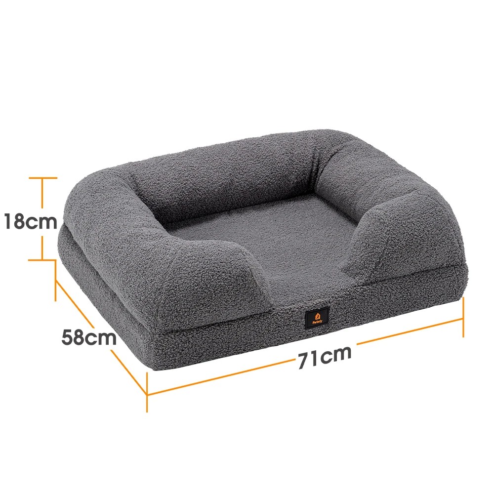 2 Petzly Memory Foam Dog Bed Pet Sofa Calming Bed Washable Removable - Grey, 2 of 3