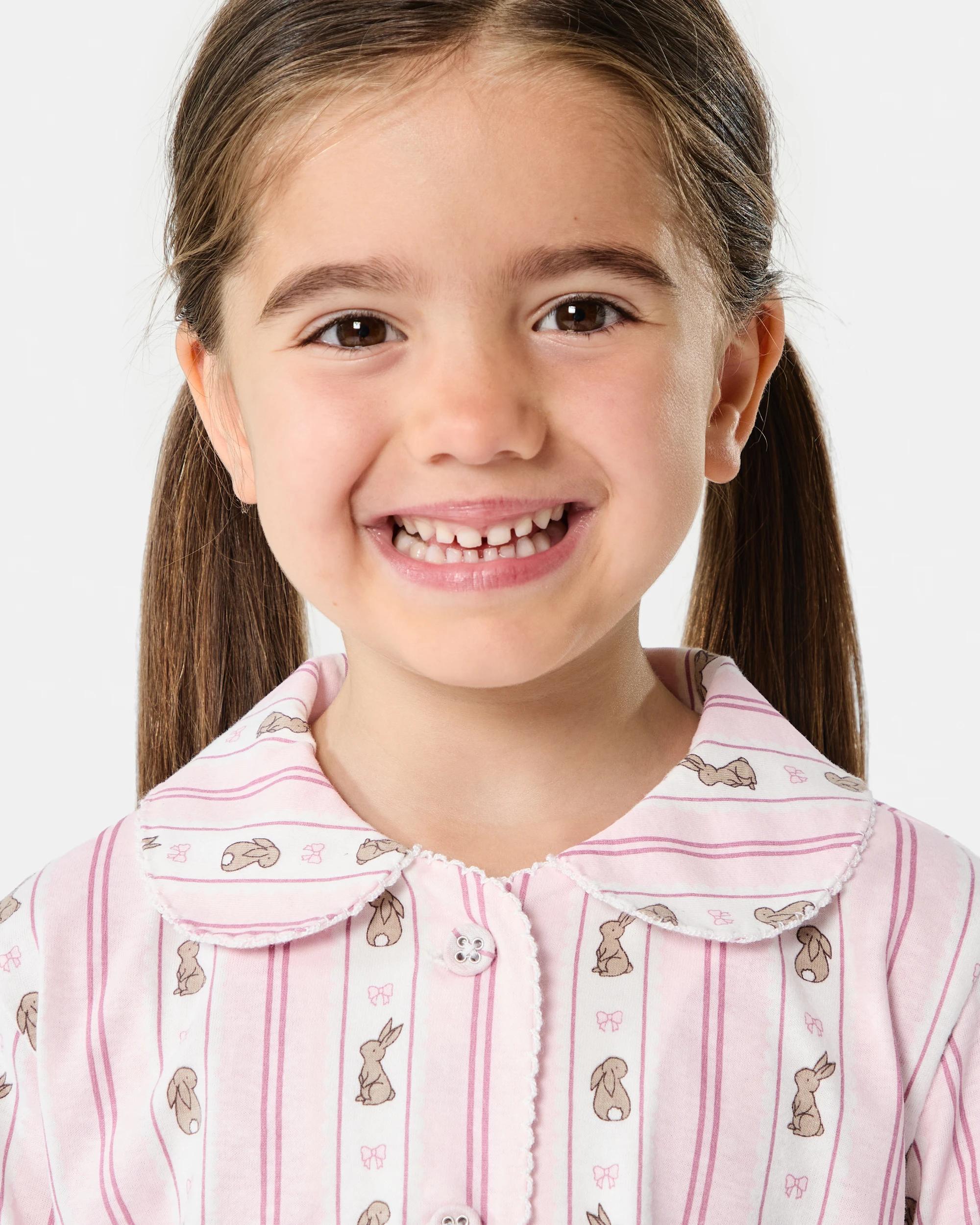 3 Button Through Pyjama Set Pnk Buny, 3 of 6