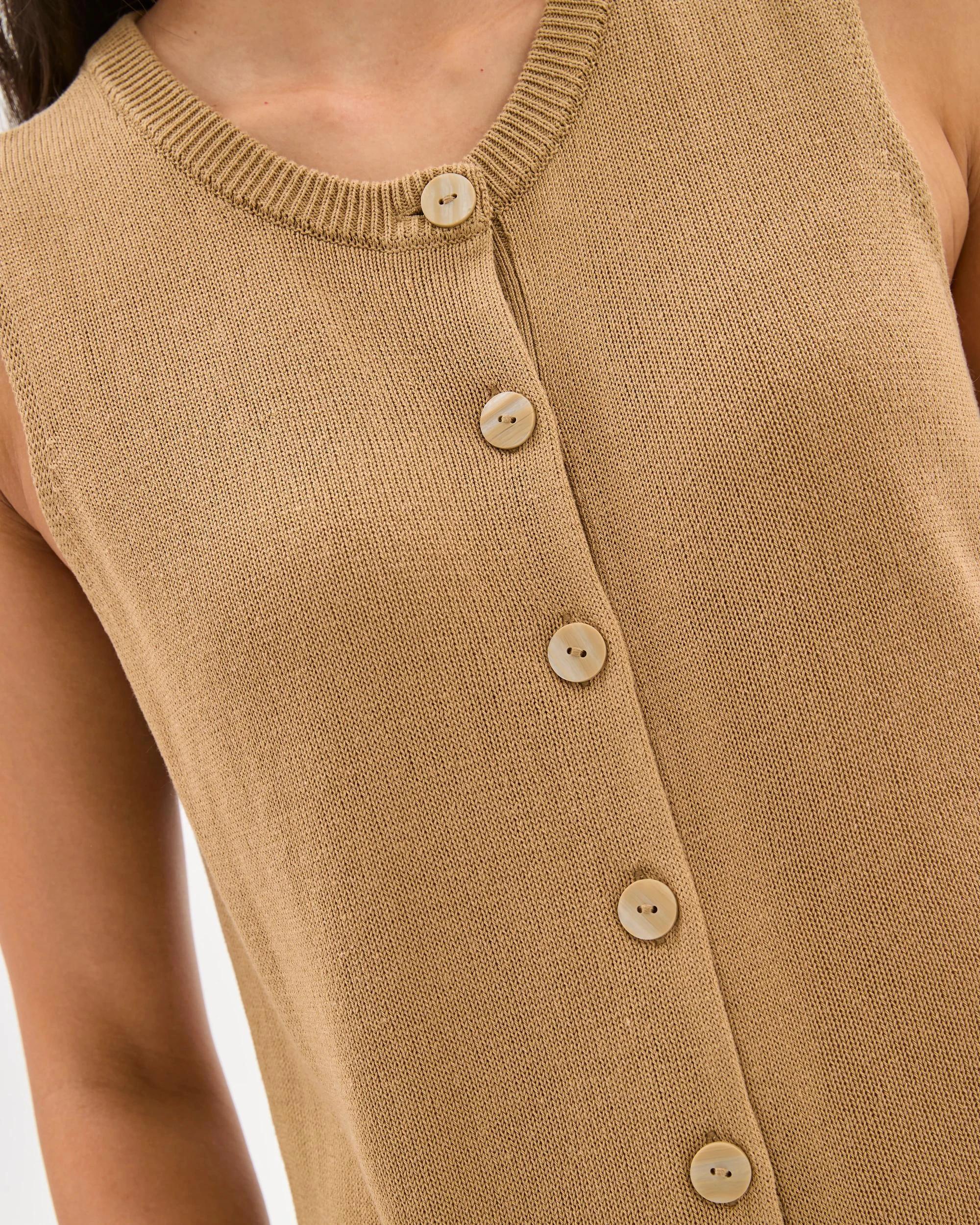 4 Target Sleeveless Button Front Knit Vest TEAKWOOD, 4 of 6