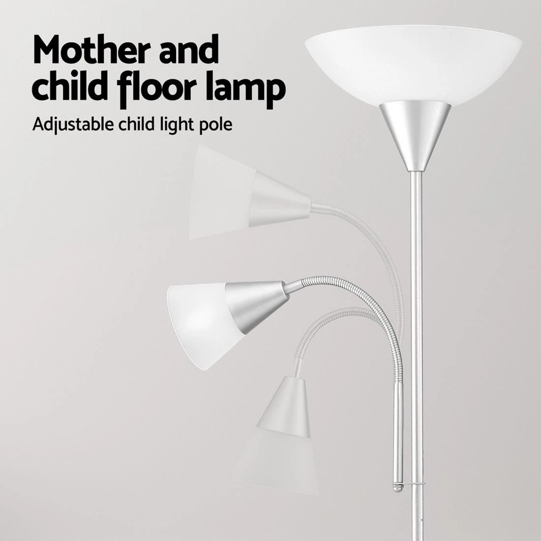 5 Artiss Floor Lamp Mother and Child Modern Home Living Room Office Reading - Silver, 5 of 6