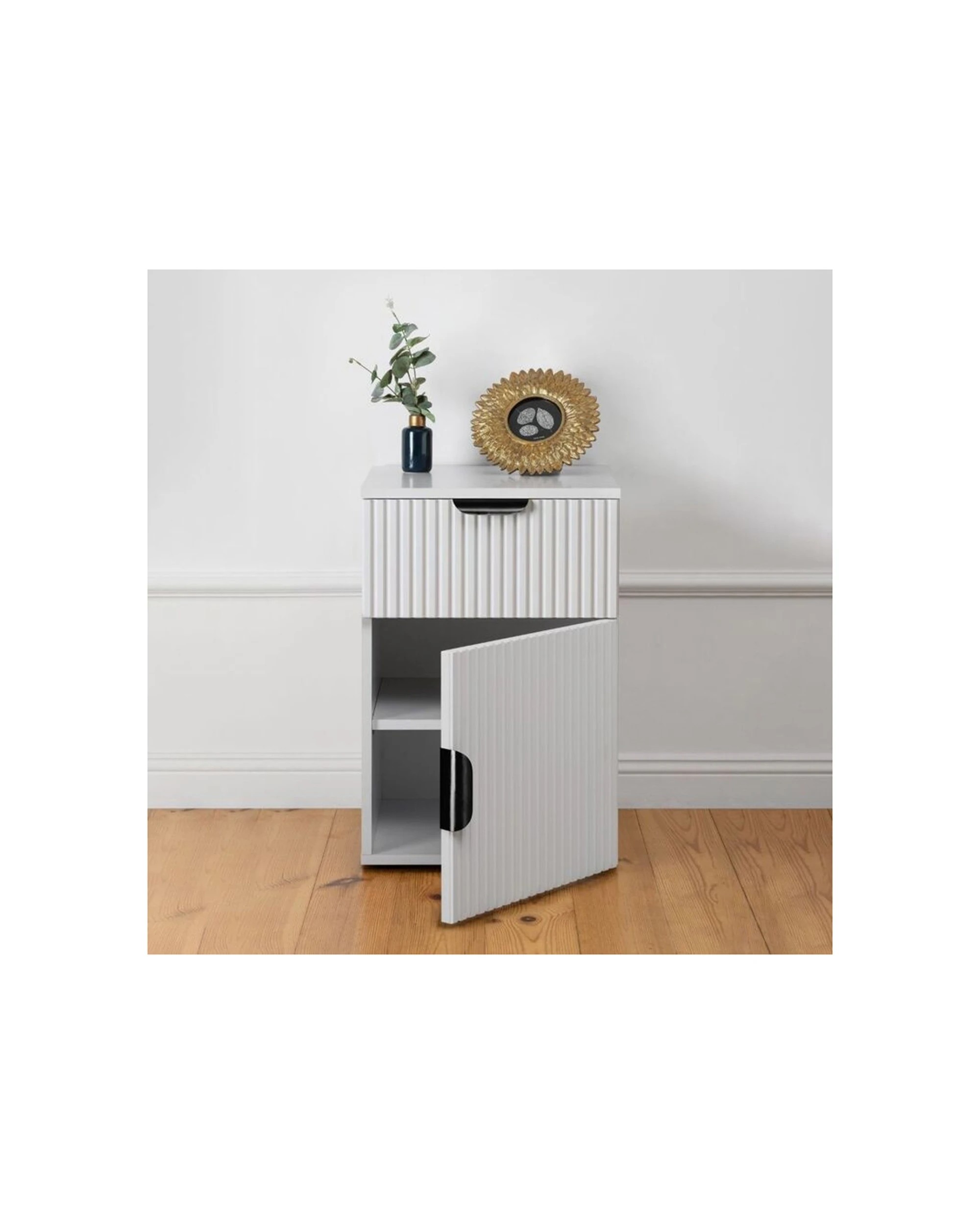3 European Cabinetry Porto Bedside Table Fluted Front Pull Handle - White, 3 of 4