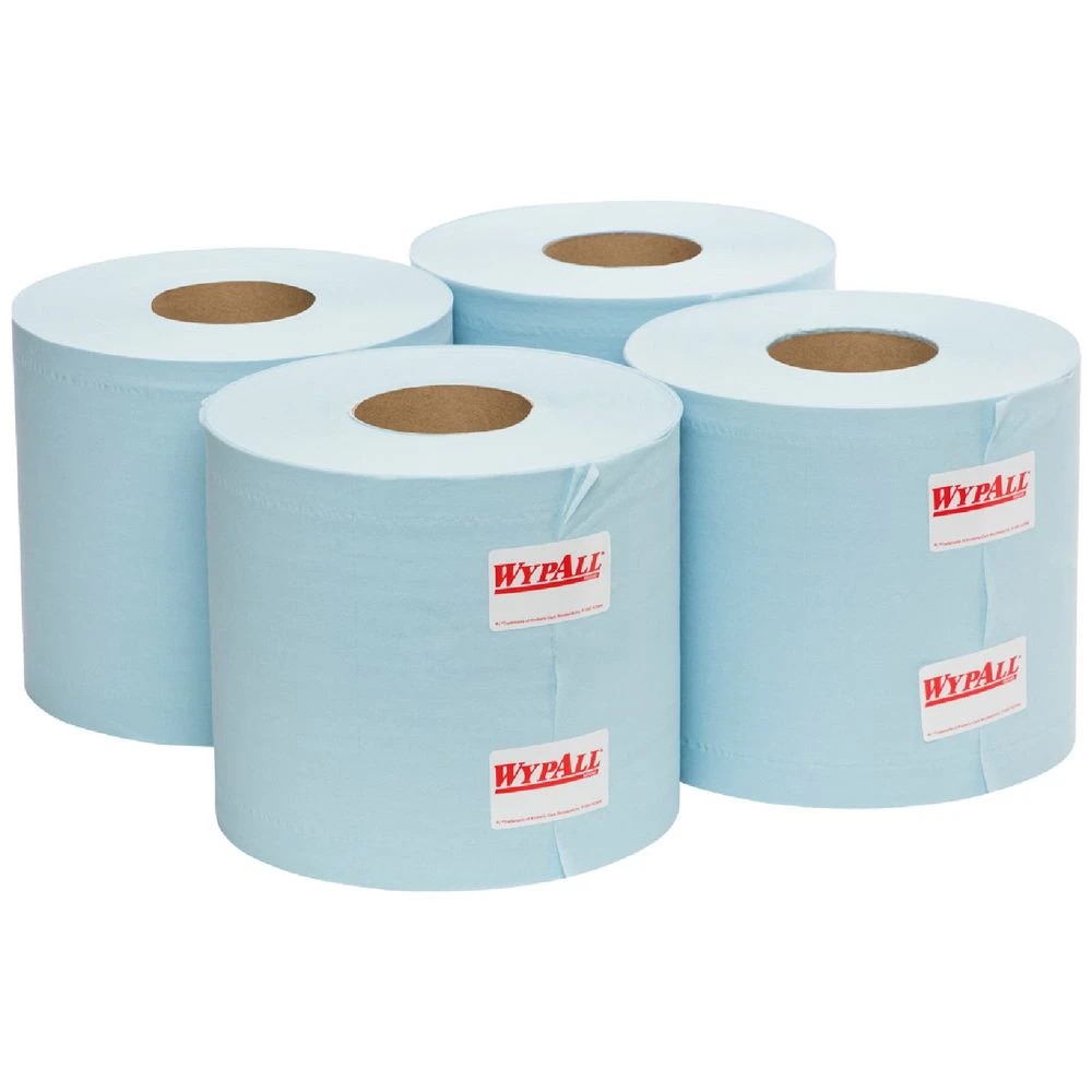 1 Wypall L10 Centrefeed Roll Wipers Blue 790 Sheets 4 Pack, 1 of 2