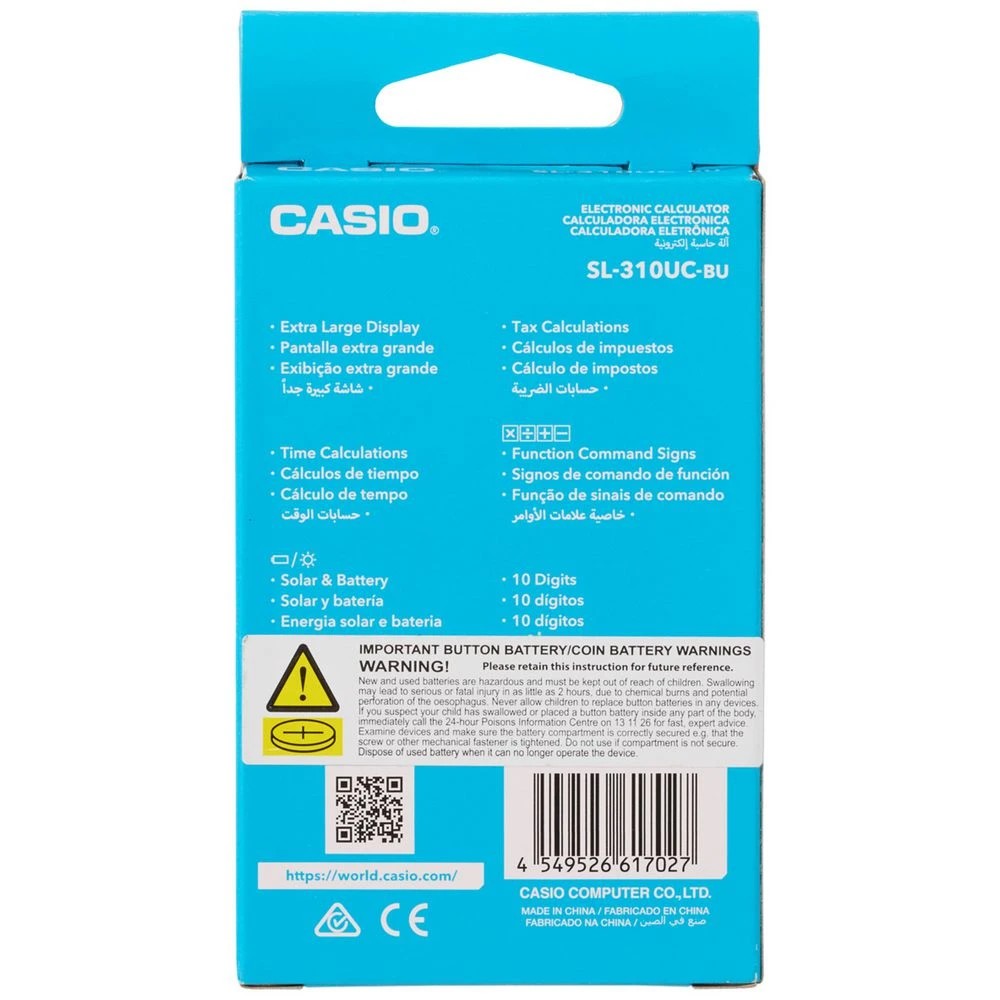 3 Casio 10 Digit Portable Calculator Blue SL310UCBU, 3 of 3