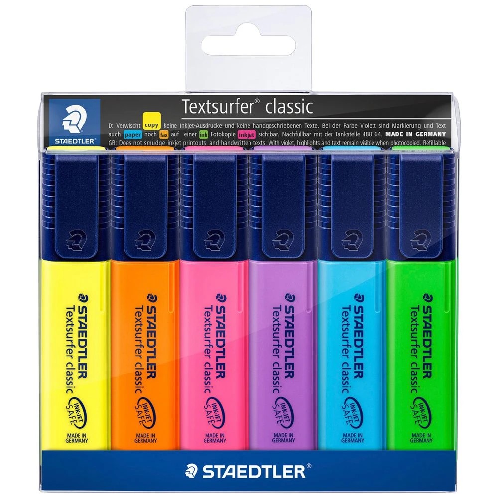 1 Staedtler Textsurfer Classic Highlighters Assorted 6 Pack, 1 of 10
