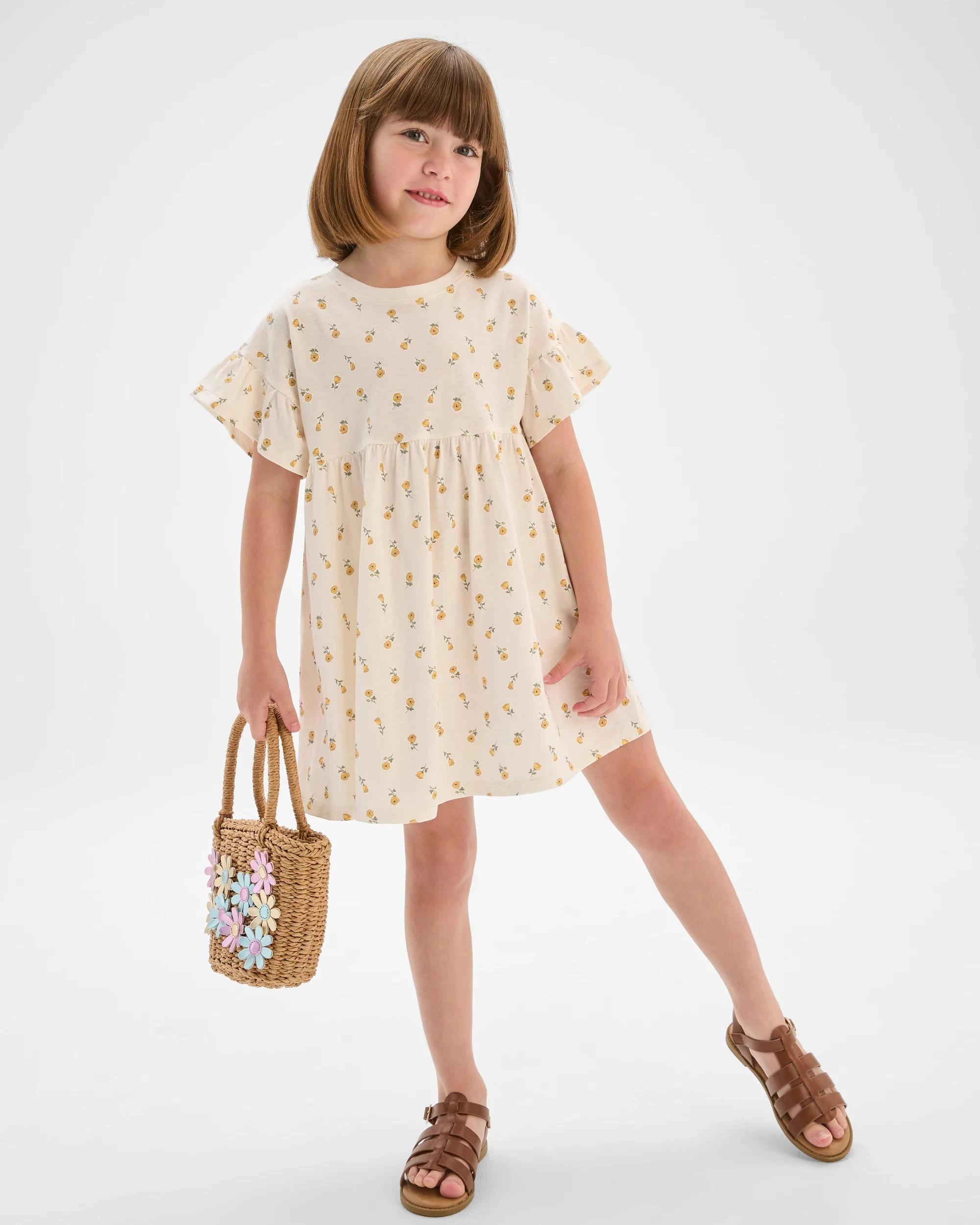 1 Target Kids Australian Cotton Fashion Dress OFF WHITE FLOWER, 1 of 7