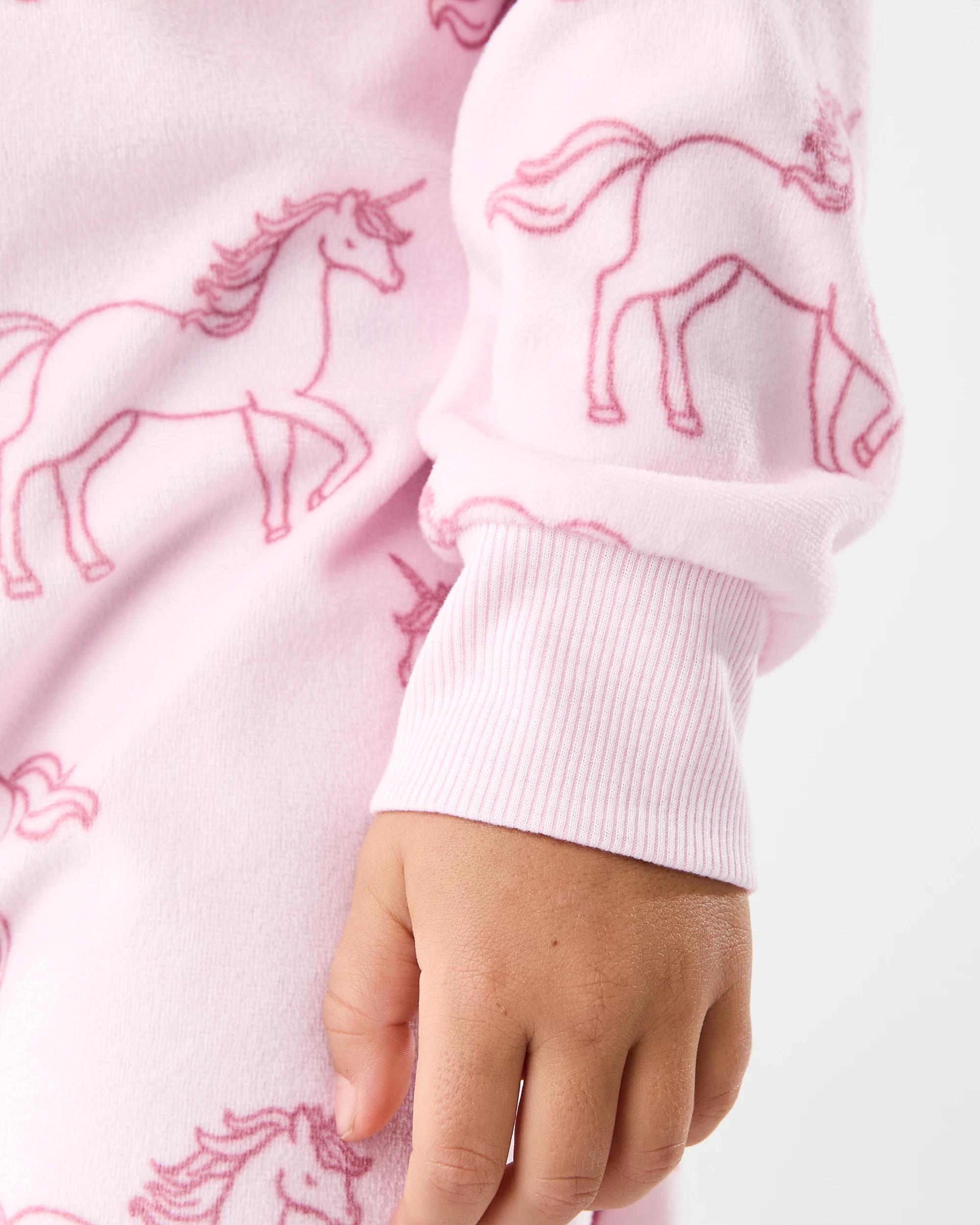 6 Fleece All-in-One Sleepsuit Pnk Unicrn, 6 of 8