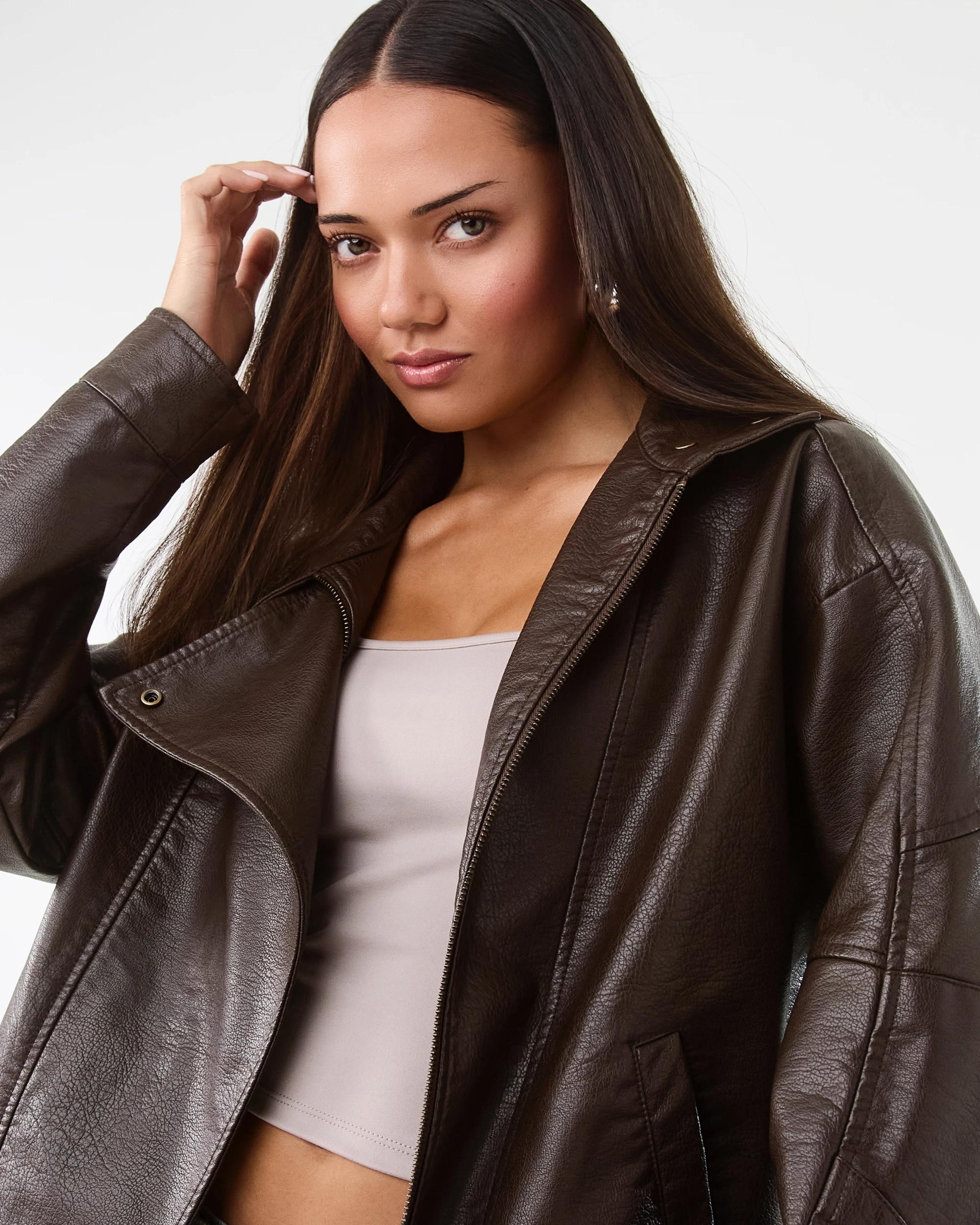 6 PU Bomber Jacket Dark Brown, 6 of 9