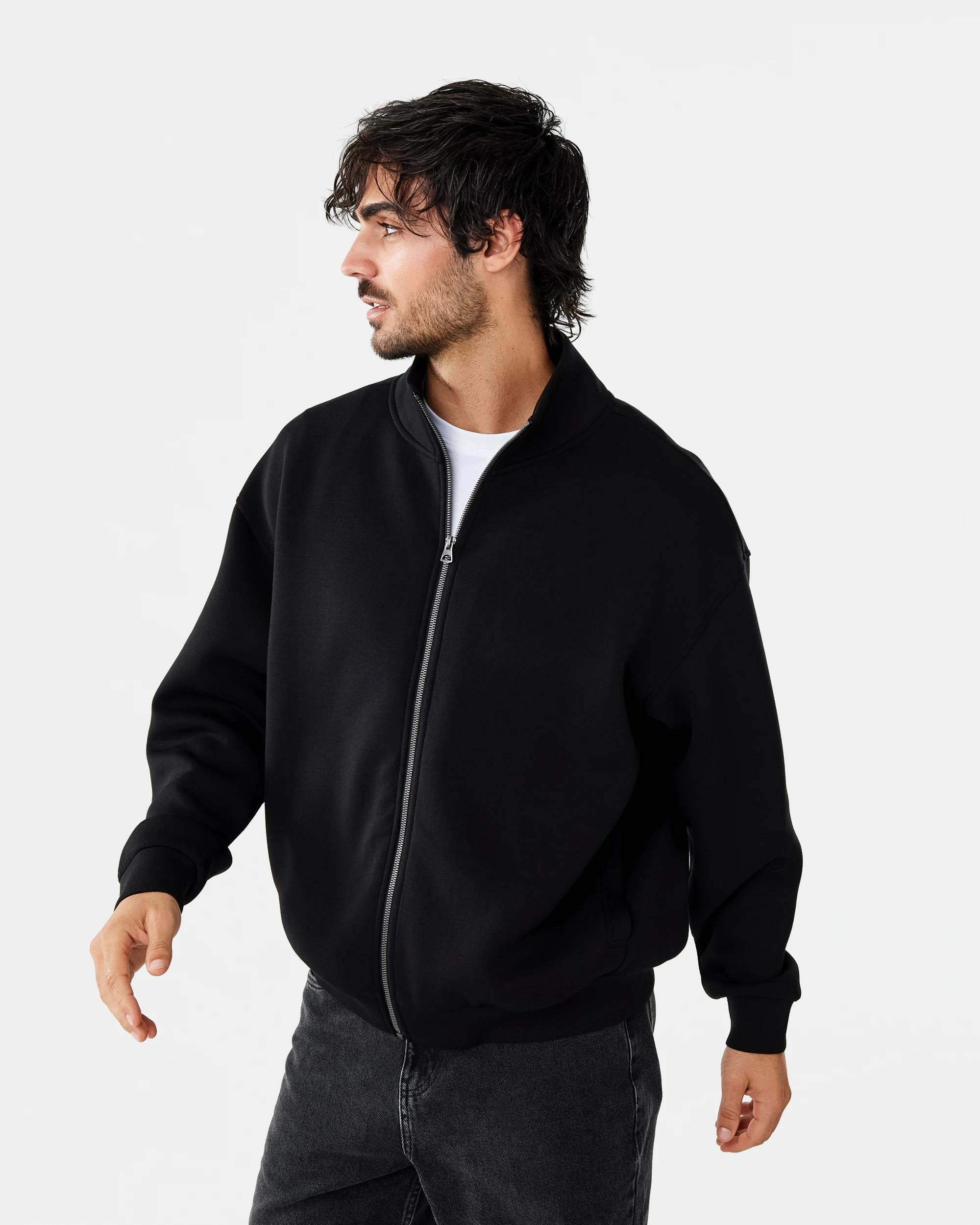 2 Scuba Funnel Neck Zip Through Sweatshirt Black, 2 of 10