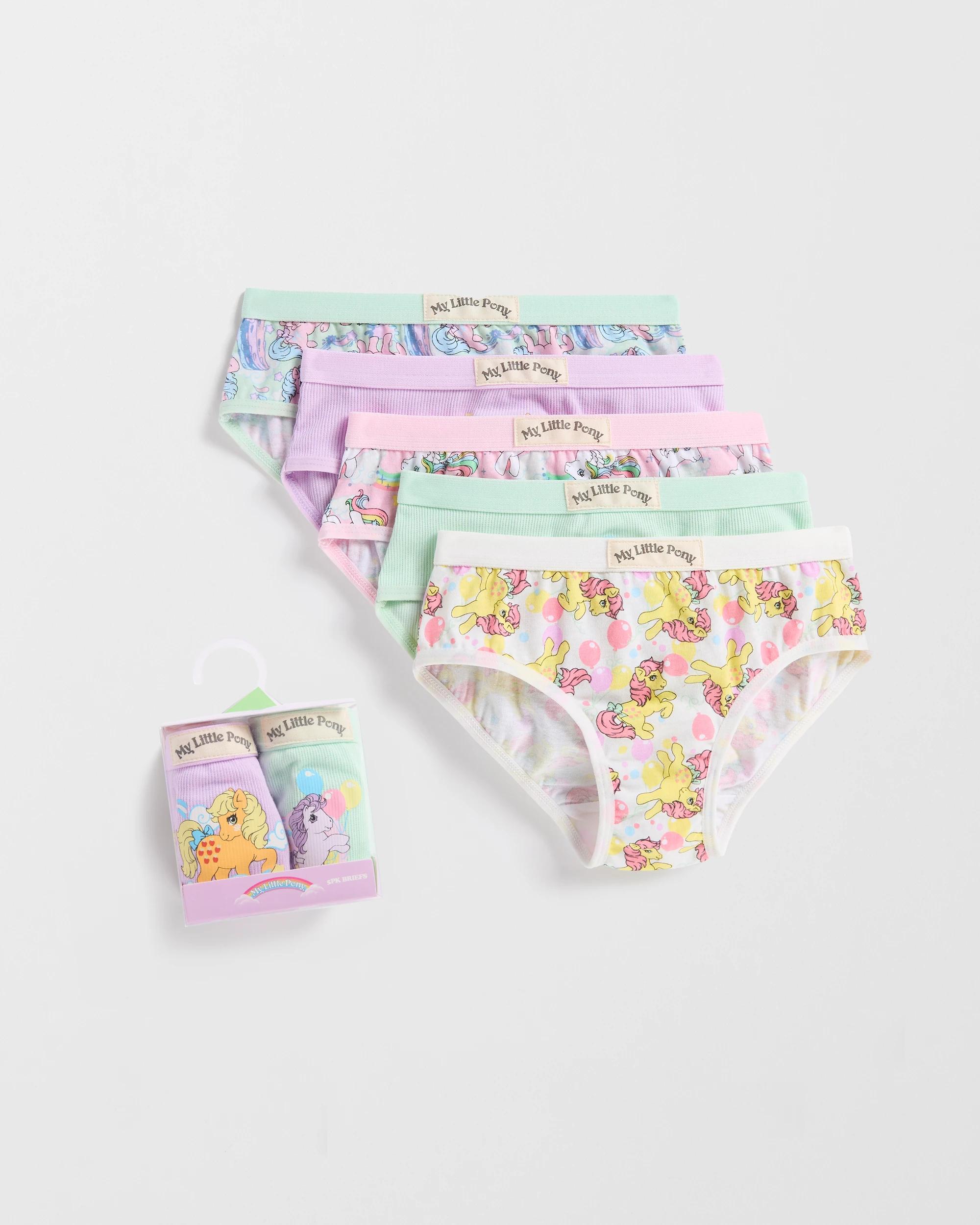 1 My Little Pony Australian Cotton Younger Girls Briefs 5 Pack MULTI, 1 of 3
