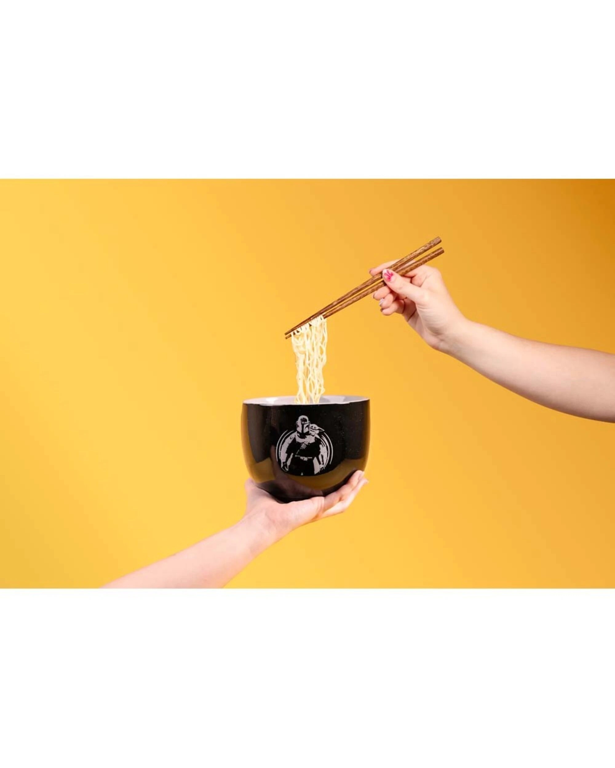 3 Star Wars  The Mandalorian  Mandalorian and Grogu Ramen Bowl with Chopsticks - Black, 3 of 4