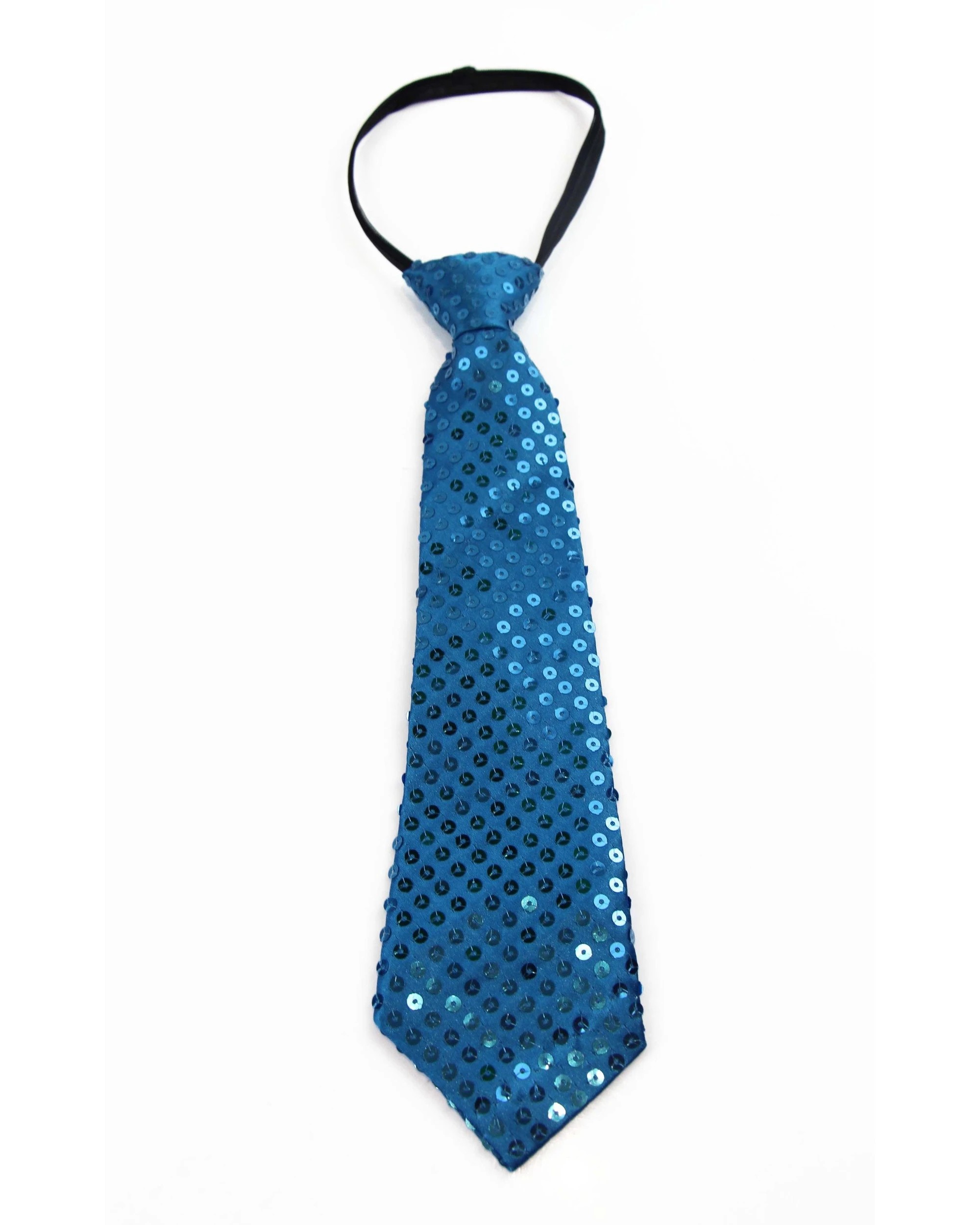 2 Zasel Teen Boys Kids Aqua Blue Sequin Elastic Neck Tie, 2 of 2