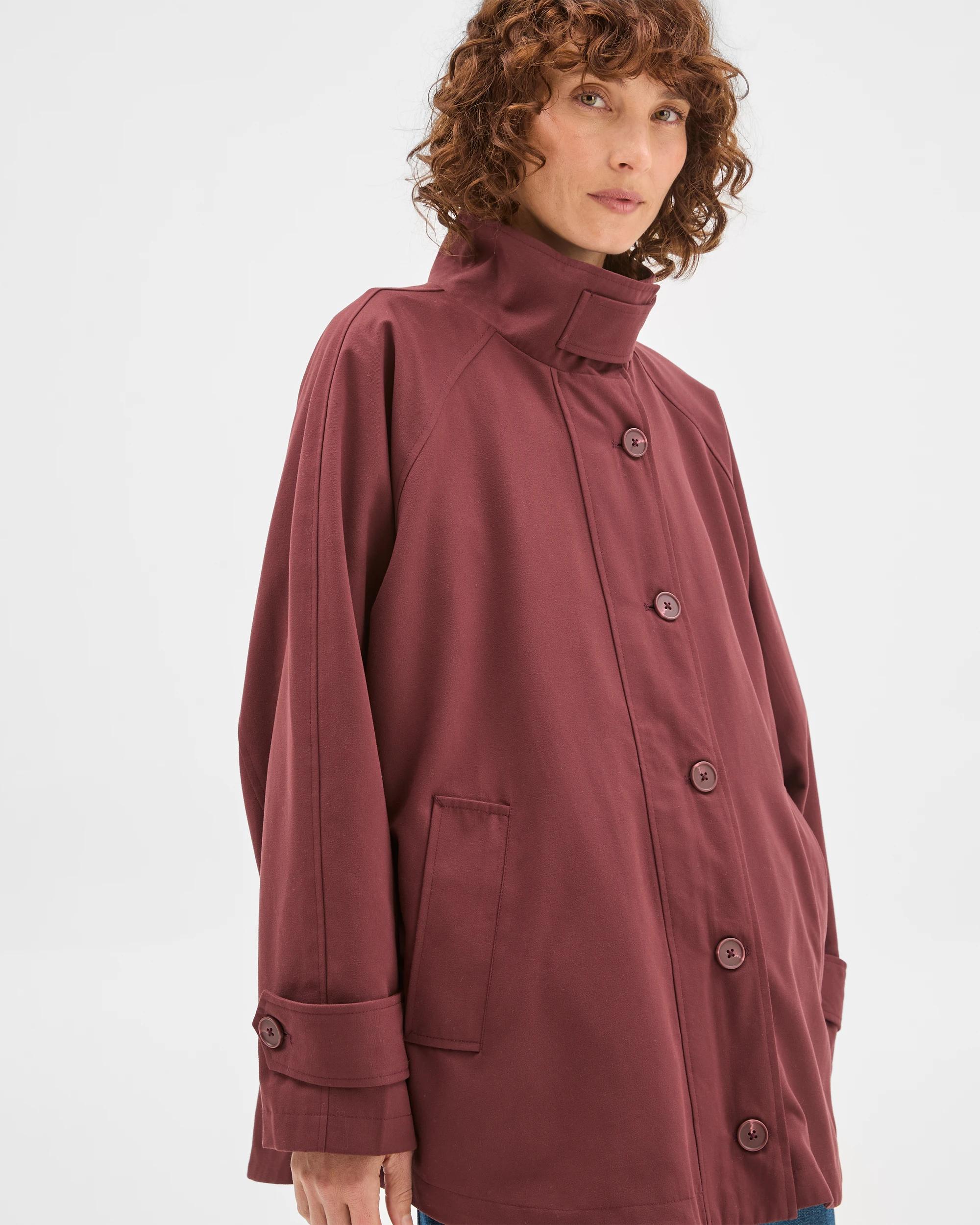 6 Target Woman Longline Funnel Neck Coat BURGUNDY, 6 of 8