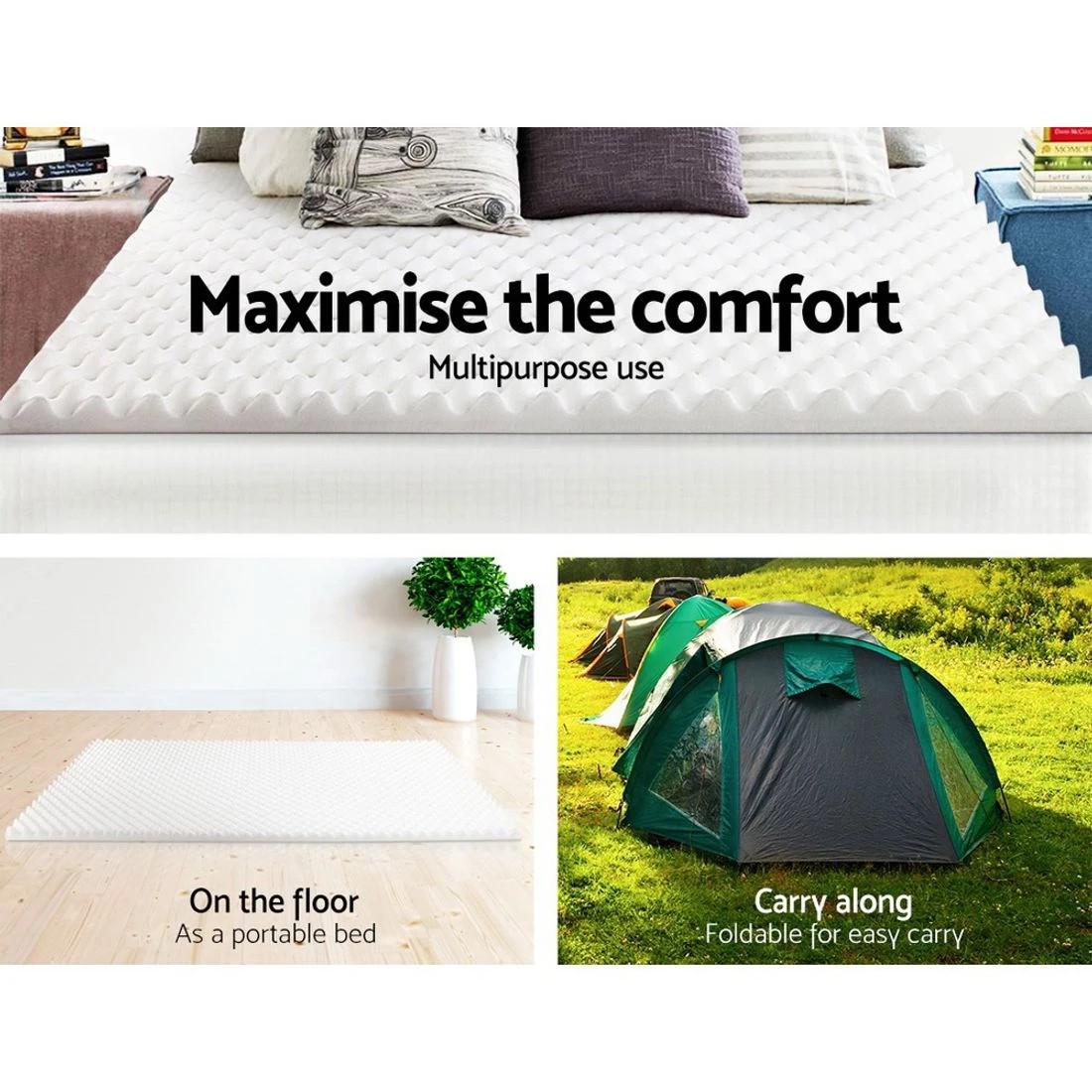 7 Giselle Bedding Memory Foam Mattress Topper Egg Crate 5cm King - White, 7 of 7