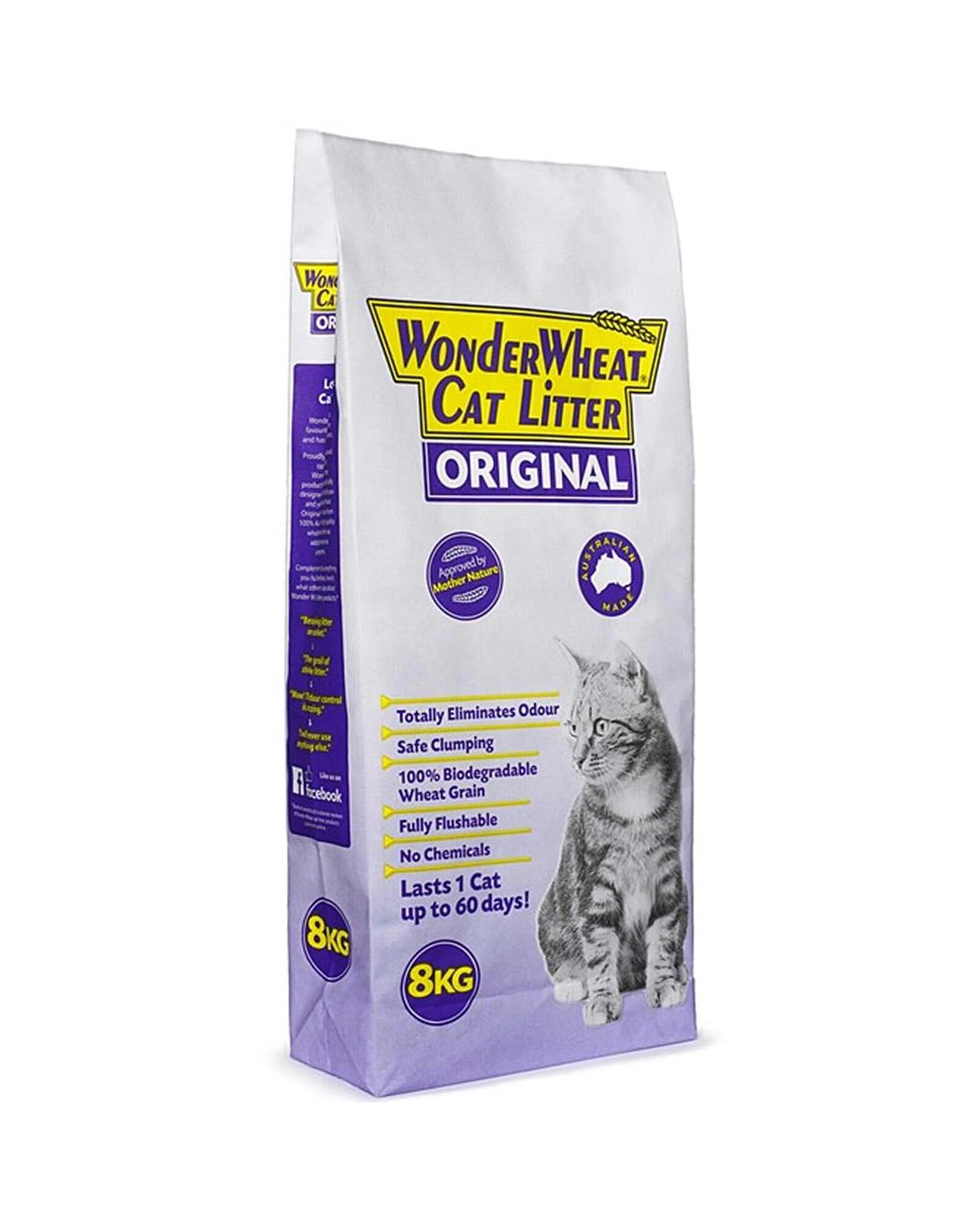 1 Wonder Wheat Original Cat Litter Eliminates & Controls Odour 8kg, 1 of 1
