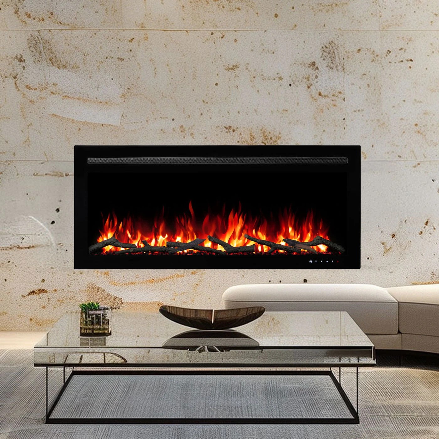 1 Moda Living Provence 50 inch Electric Fireplace - Black, 1 of 1