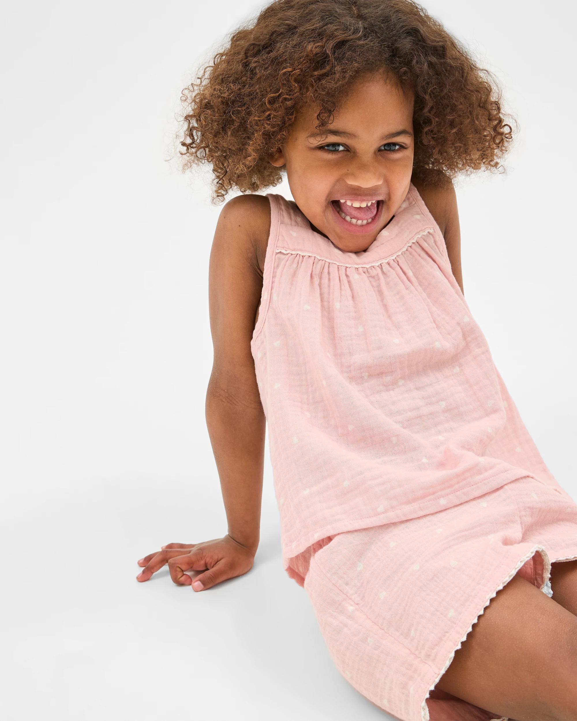 3 Target Australian Cotton Younger Girls Double Cloth Cami Short Pyjama Set HEART, 3 of 8