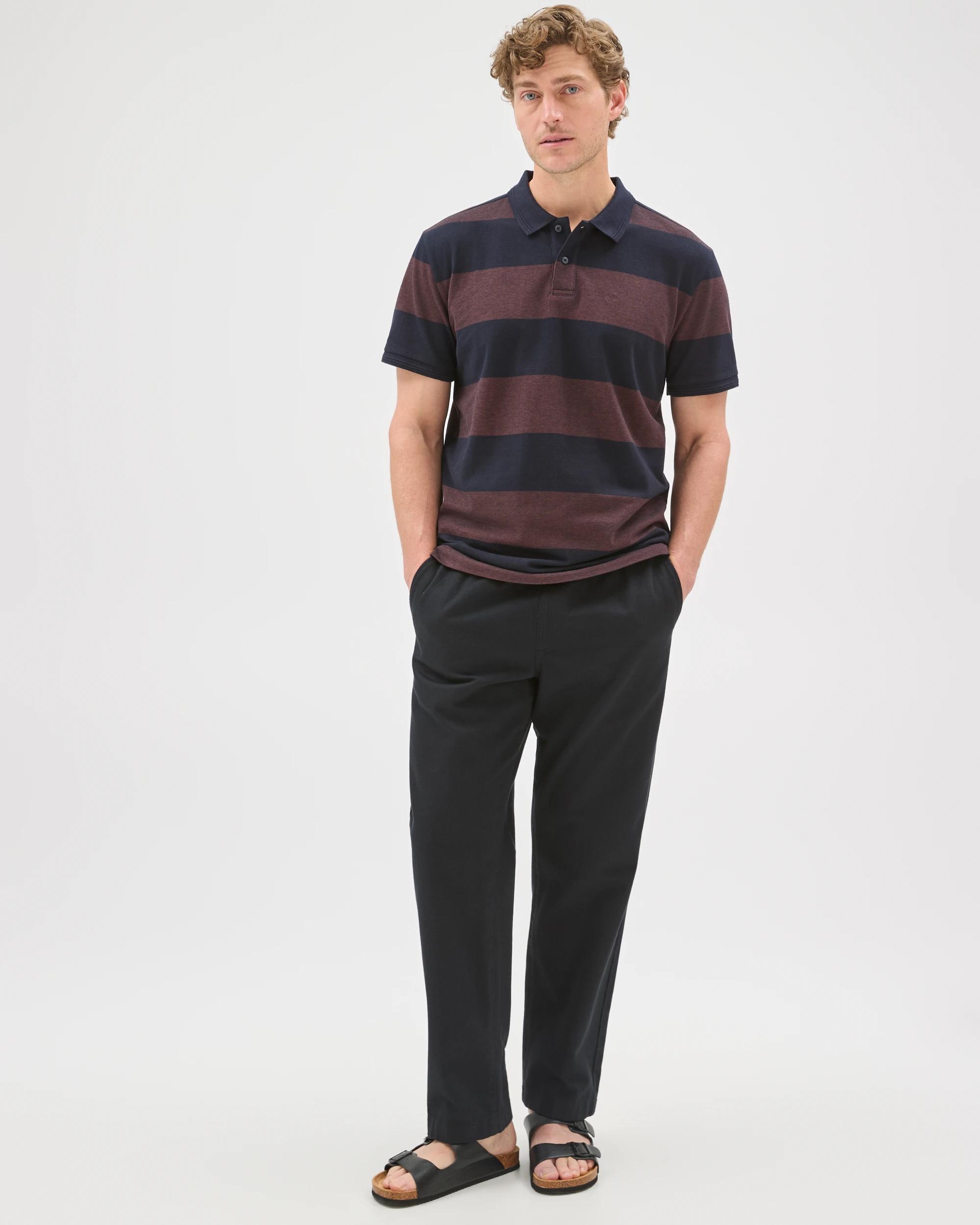 1 Target Australian Cotton Stripe Polo Top BROWN STONE, 1 of 9