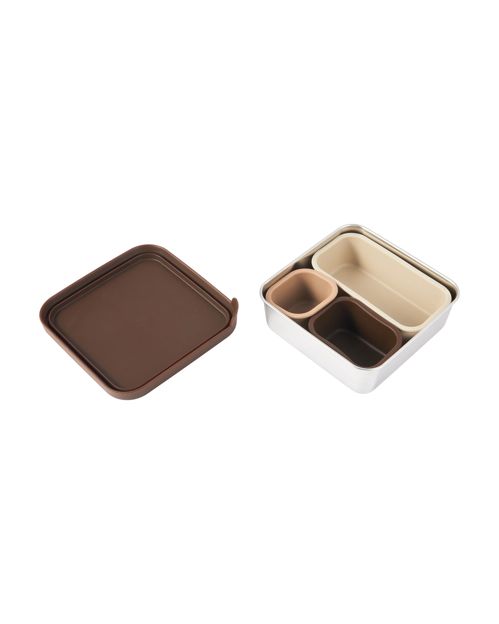 3 Stainless Steel Brown Silicone Lunch Box, 3 of 5