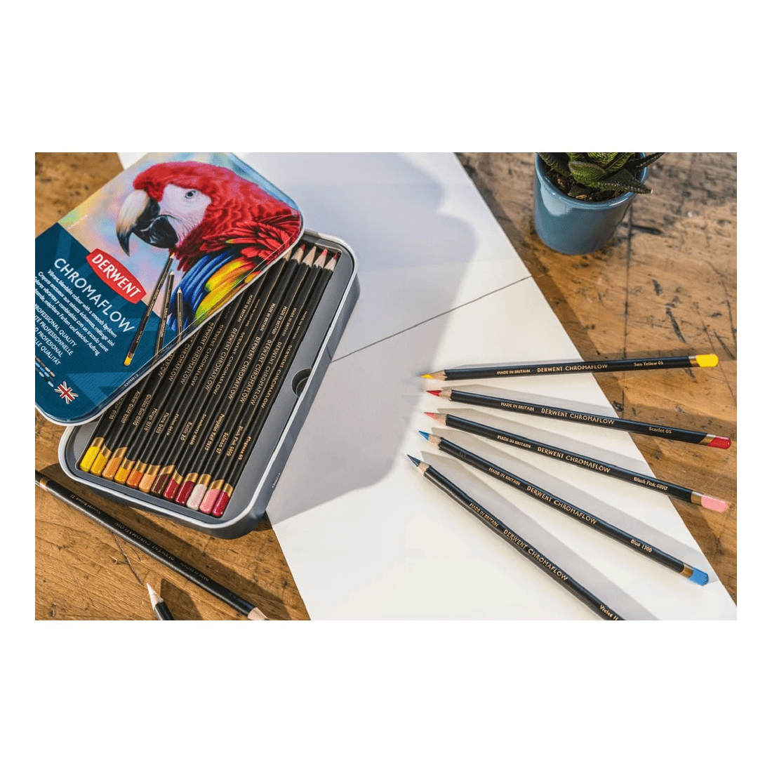 4 Derwent Chromaflow Coloured Pencils Tin 36 Pack, 4 of 5