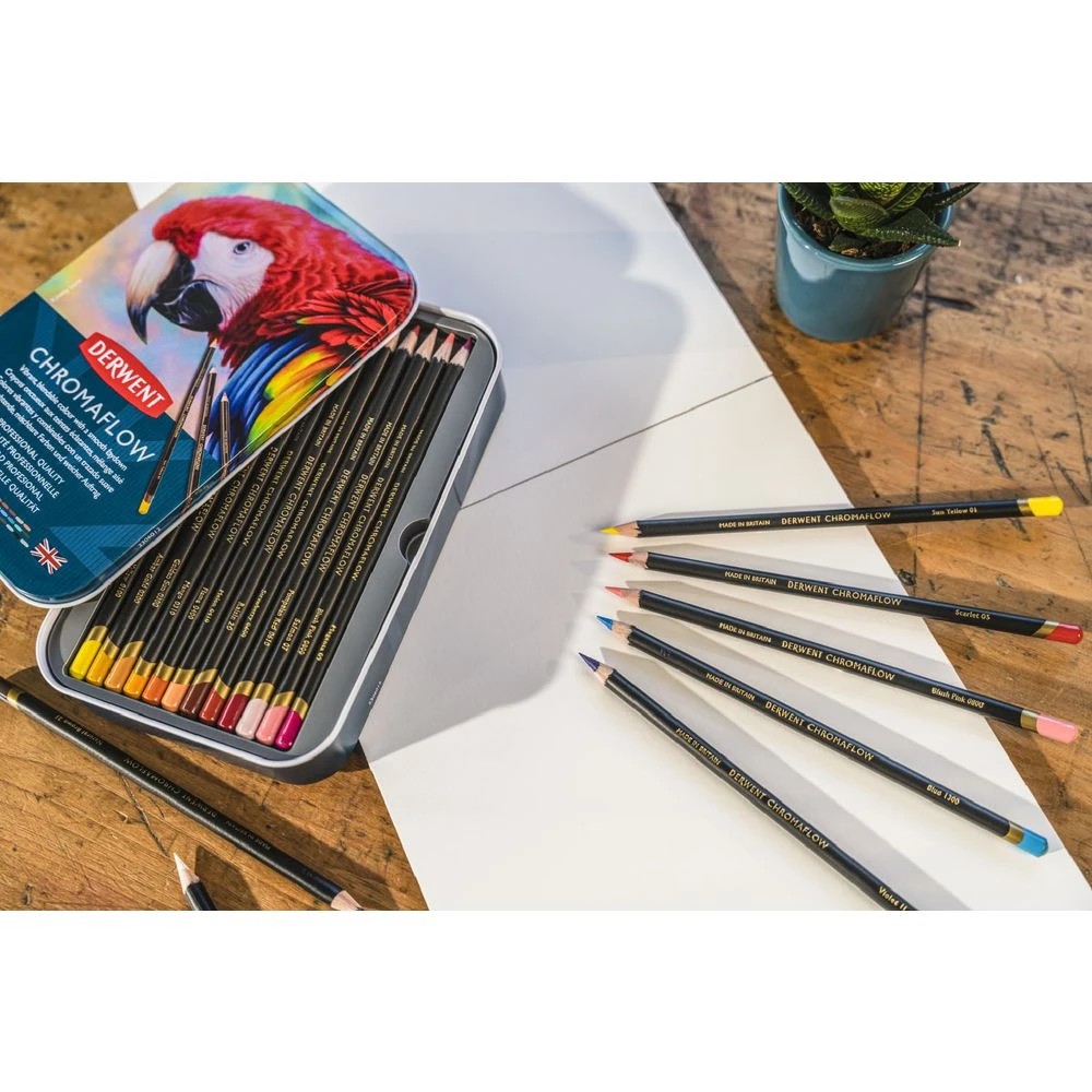 4 Derwent Chromaflow Coloured Pencils Tin 36 Pack, 4 of 5