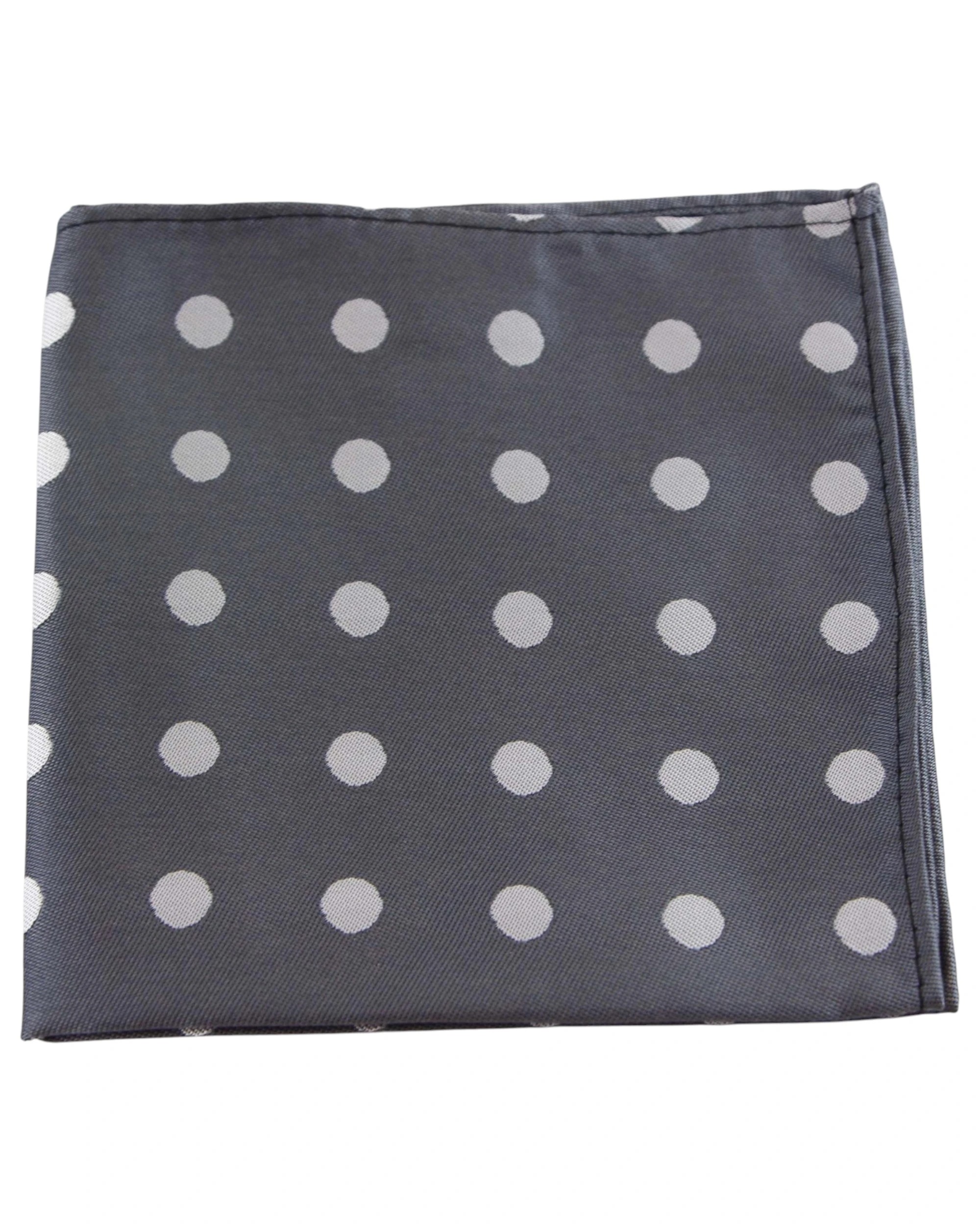 1 Zasel Mens Dark Grey & Silver Polka Dot Silk Pocket Square - Multi, 1 of 3