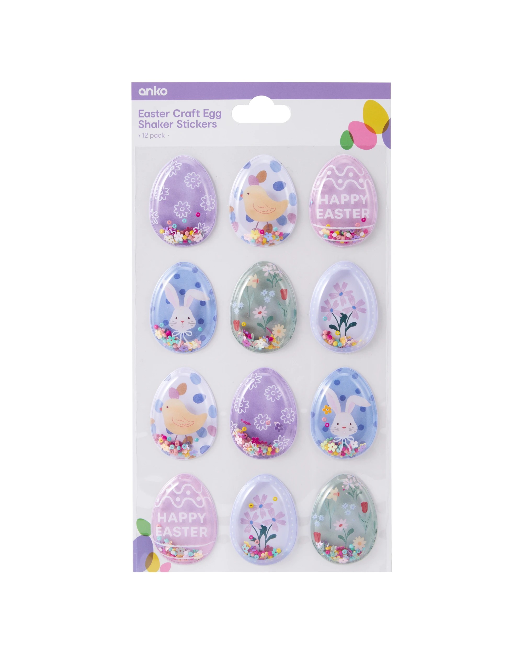 1 12 Pack Easter Craft Egg Shaker Stickers, 1 of 3