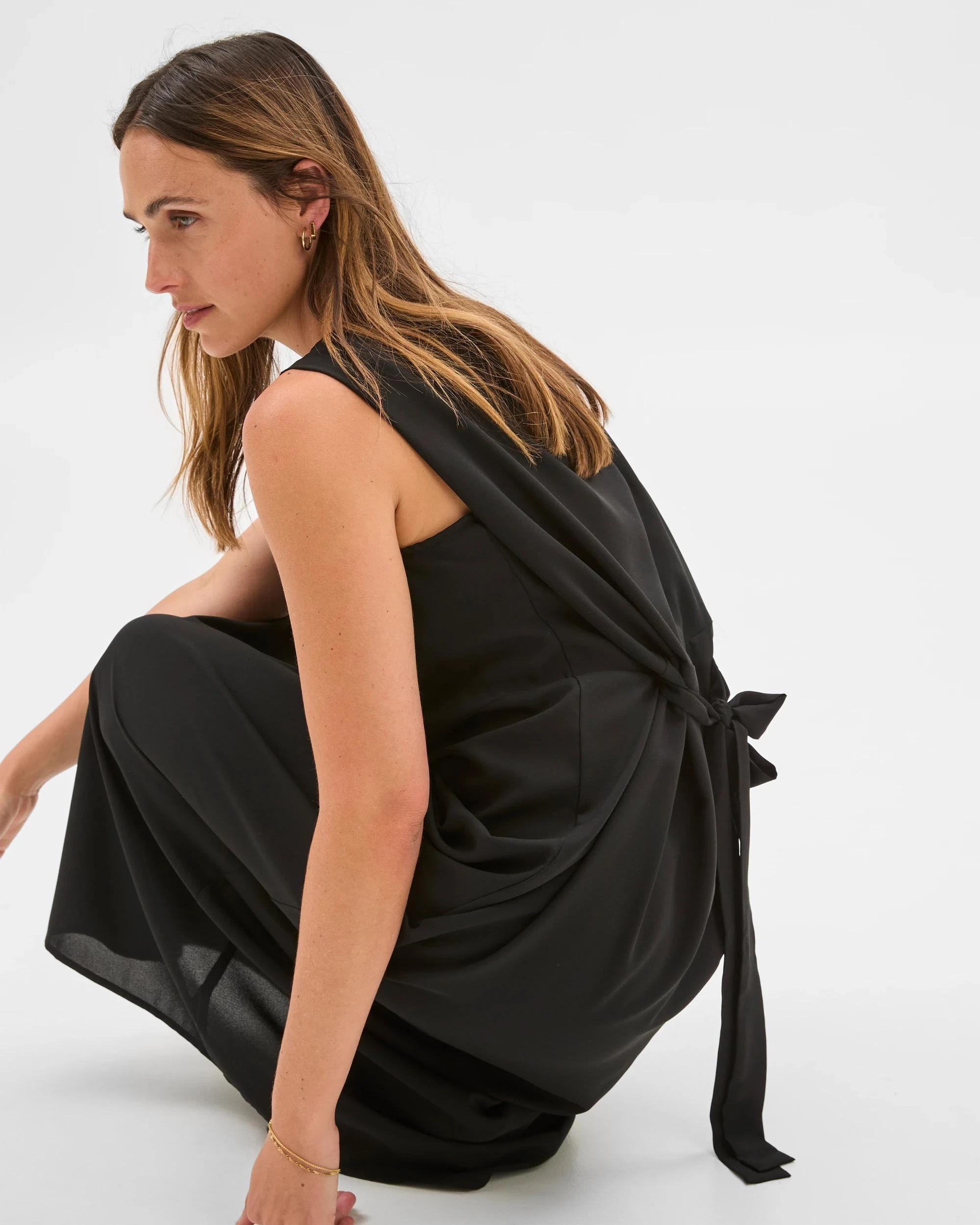 3 Sleeveless Column Dress - Preview BLACK, 3 of 6