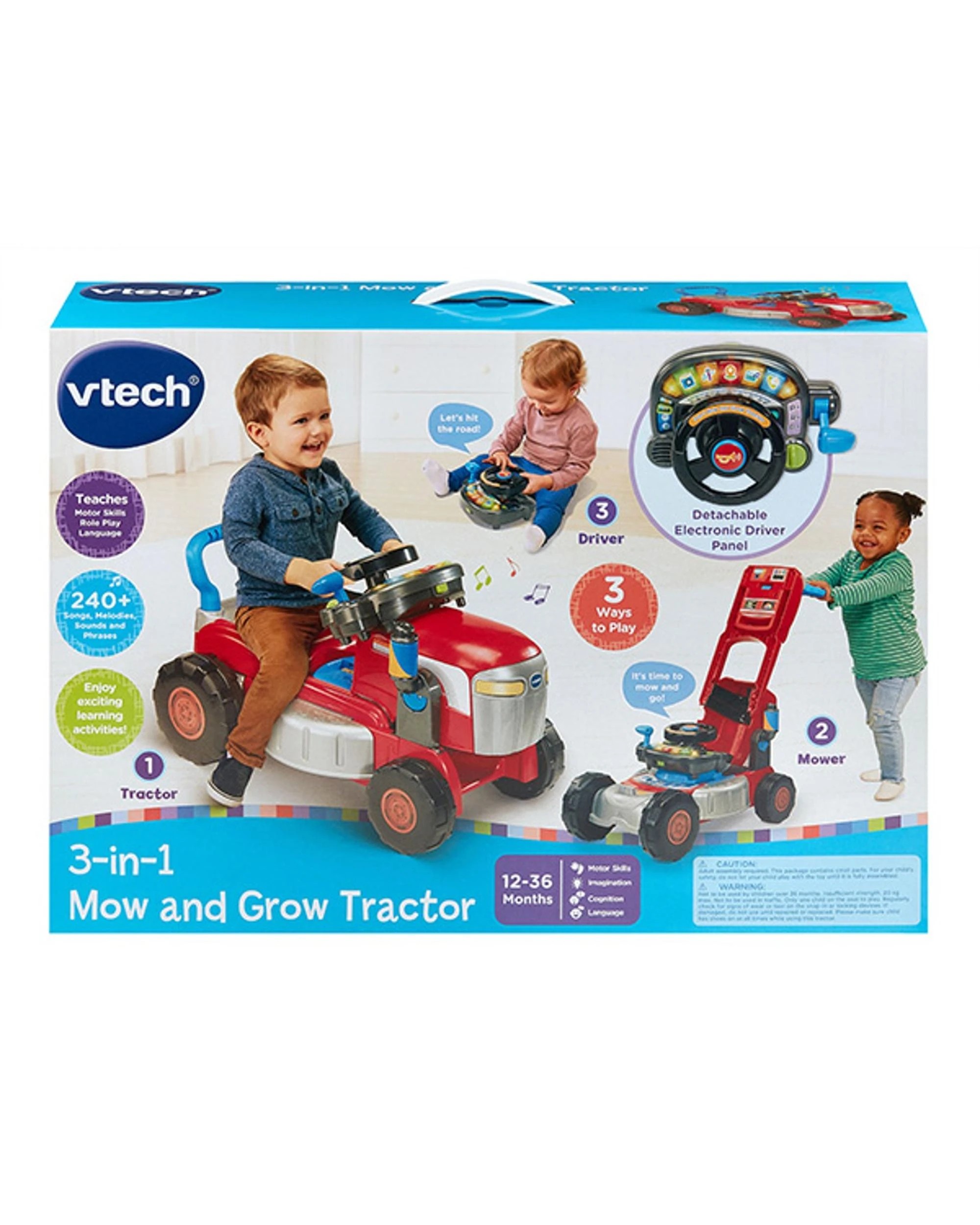 1 VTech 3-in-1 Mow and Grow Tractor - Red, 1 of 4