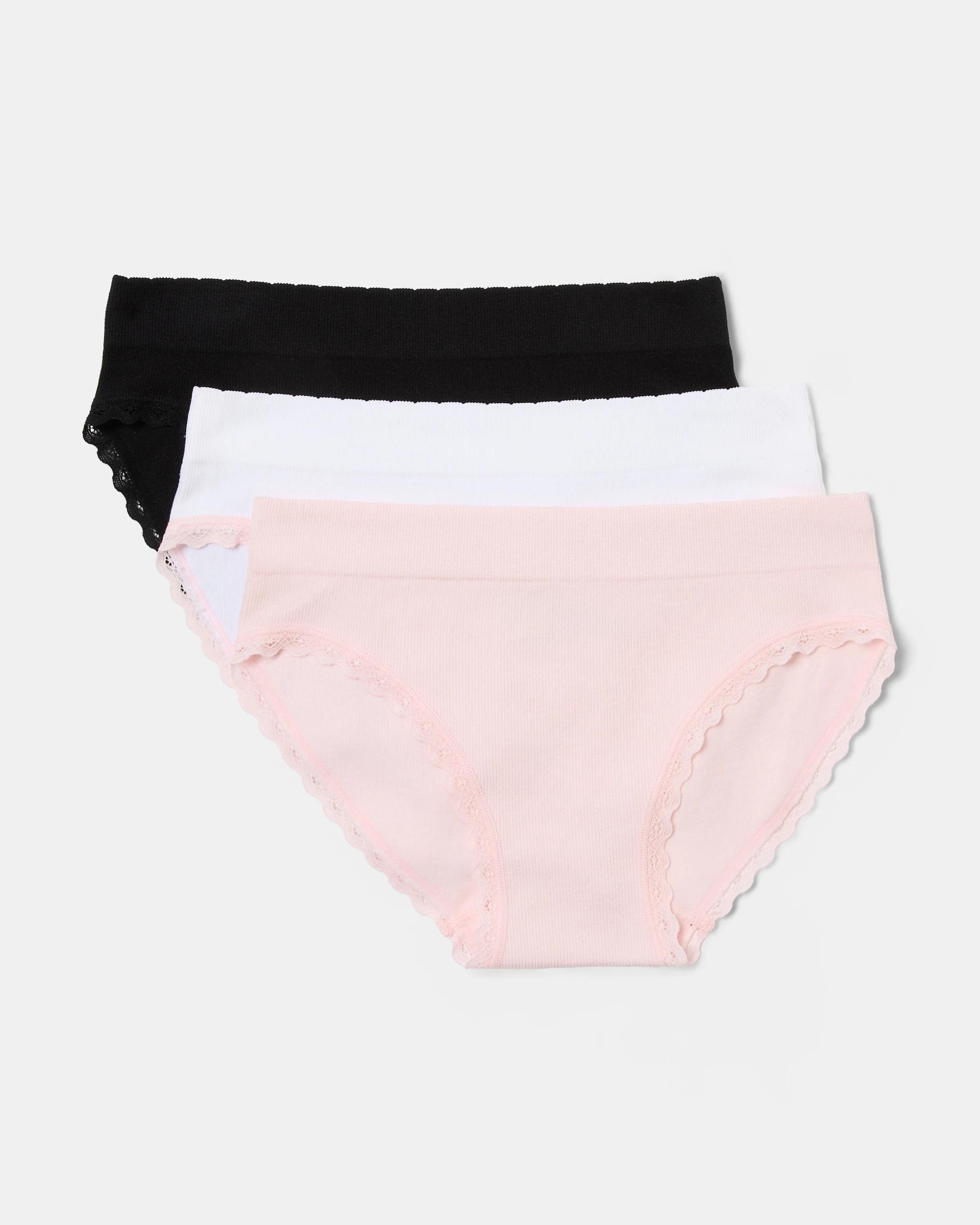 1 3 Pack Seamfree Briefs Pnk Lace, 1 of 5