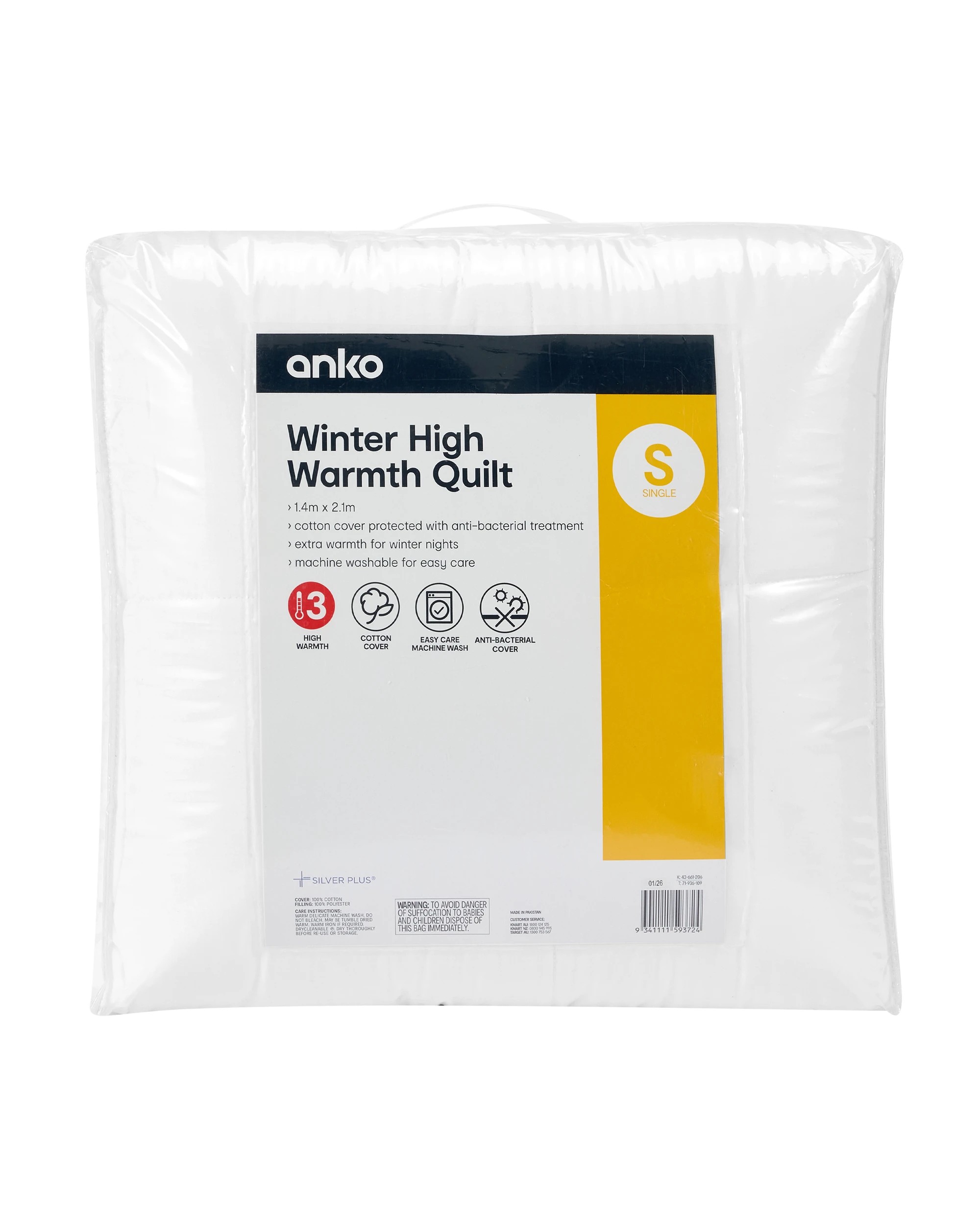1 Winter High Warmth Quilt - Single Bed, White, 1 of 4