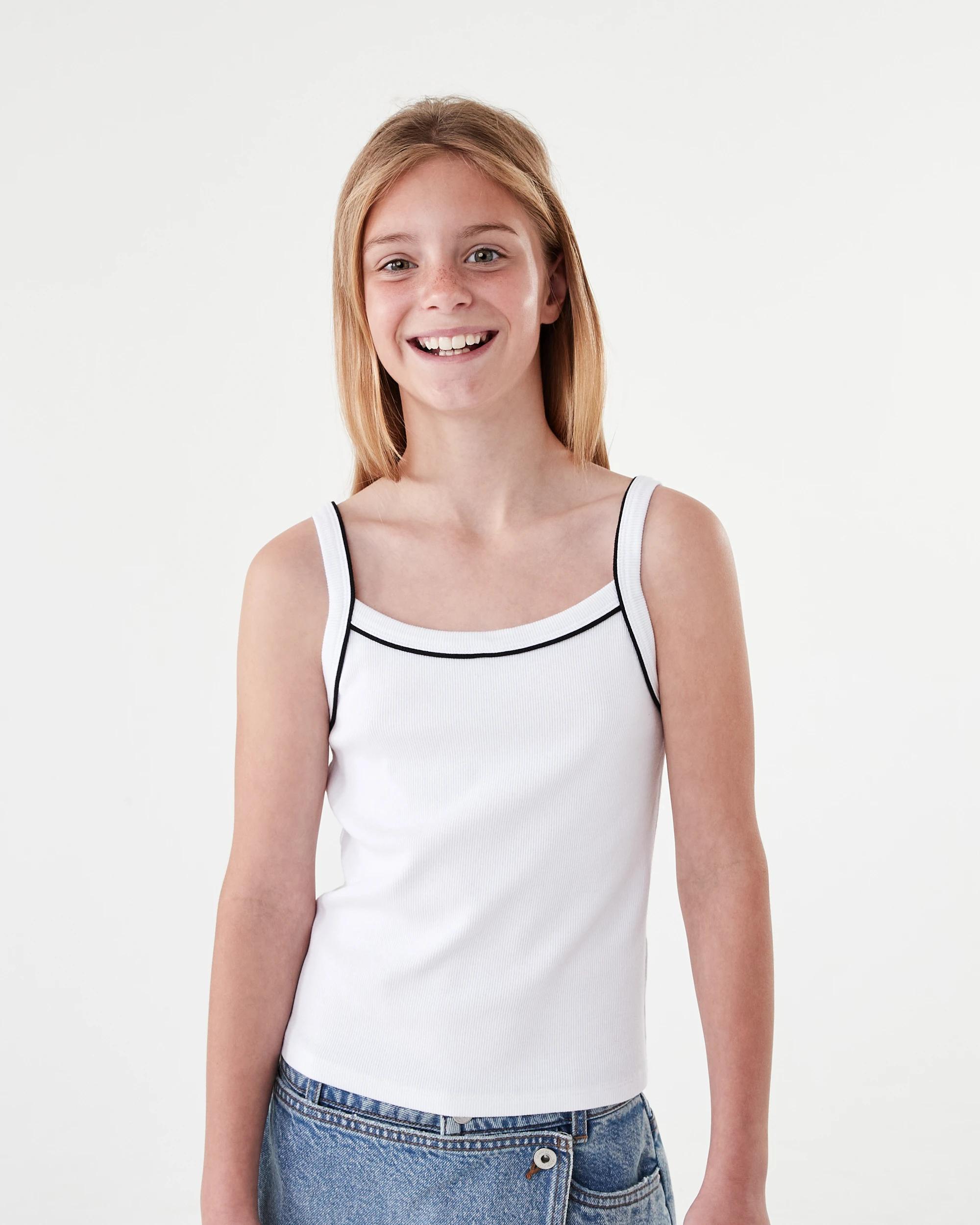 1 Rib Singlet Tank Top White, 1 of 7