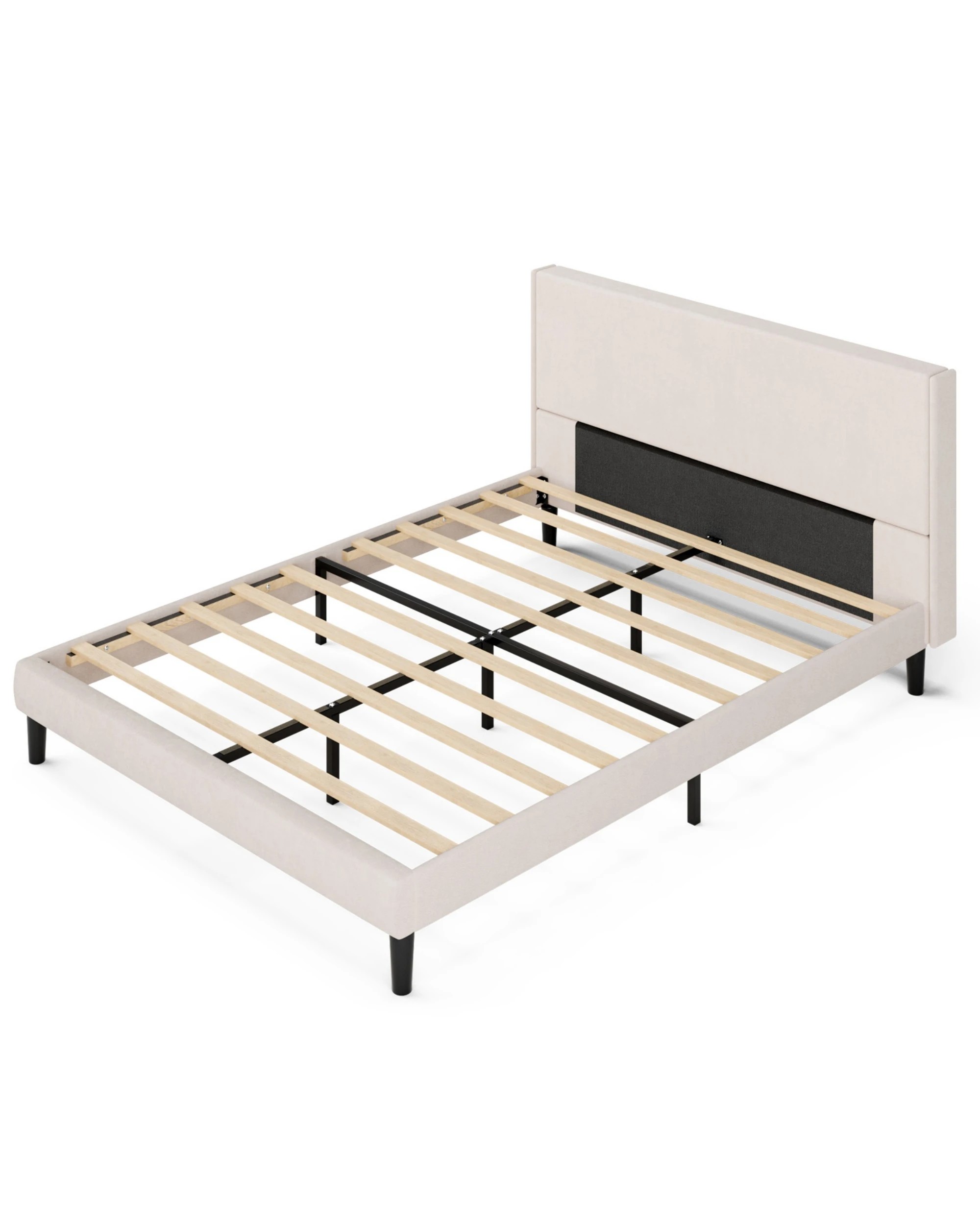 7 Advwin Bed Frame Double Size Mattress Base Upholstered Platform - Beige, 7 of 7