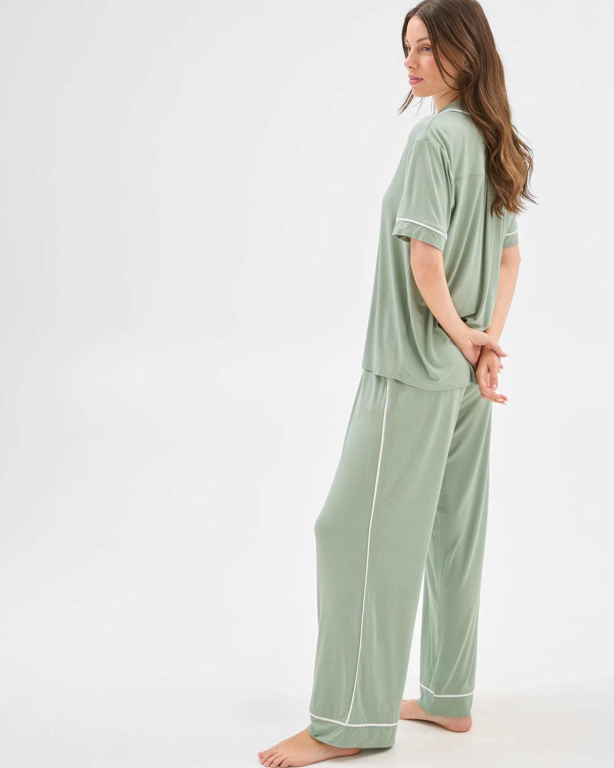 4 Target Woman Bamboo Short Sleeve Top and Pants Pyjama Set GREEN, 4 of 7