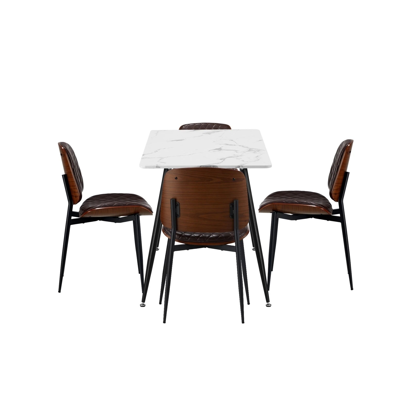 8 Oikiture 120cm Rectangle Dining Table with 4PCS Dining Chairs PU Walnut - Multi, 8 of 9