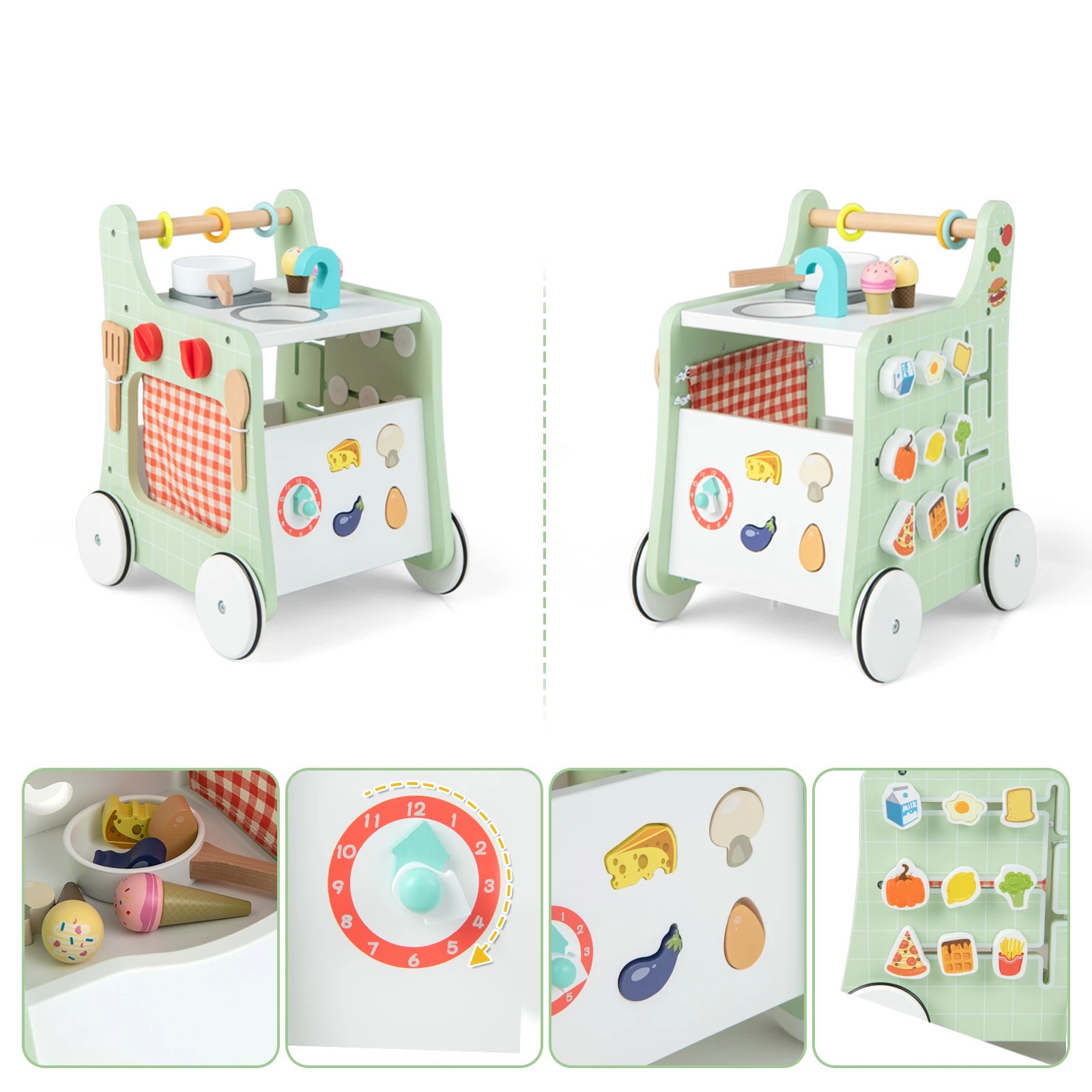 2 Costway 6-in-1 Wooden Baby Walker Push Pull Toy, 2 of 4