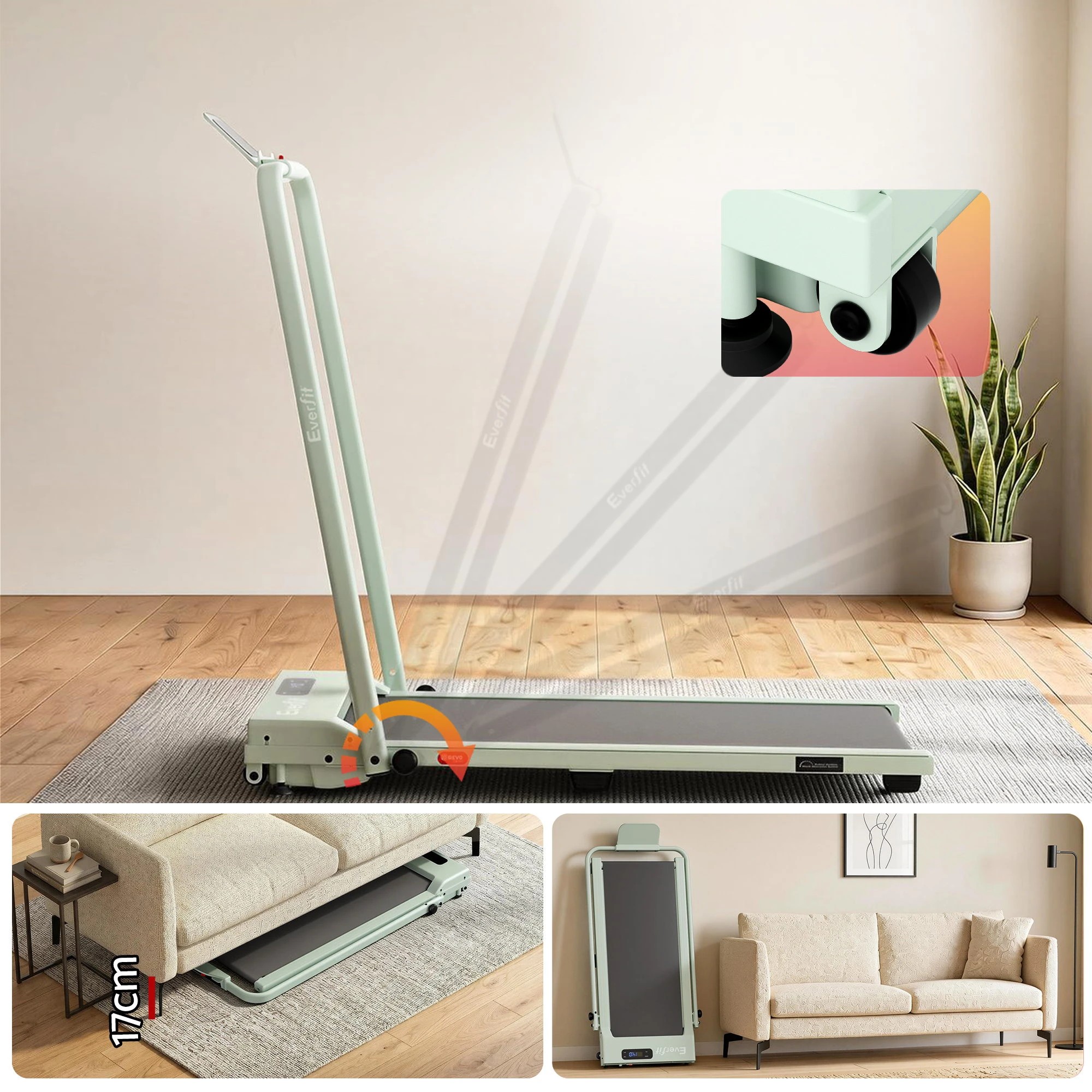 9 Everfit 3 in 1 Walking Pad Treadmill 12% Incline Under Desk Foldable for Home - Green, 9 of 10