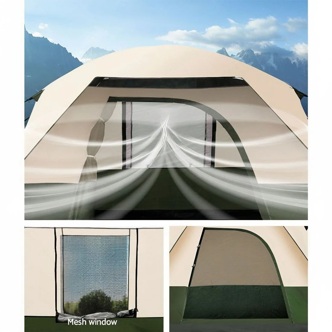 6 Weisshorn Family Camping Tent 4 Person Hiking Beach Tents Canvas Ripstop - Multi, 6 of 6