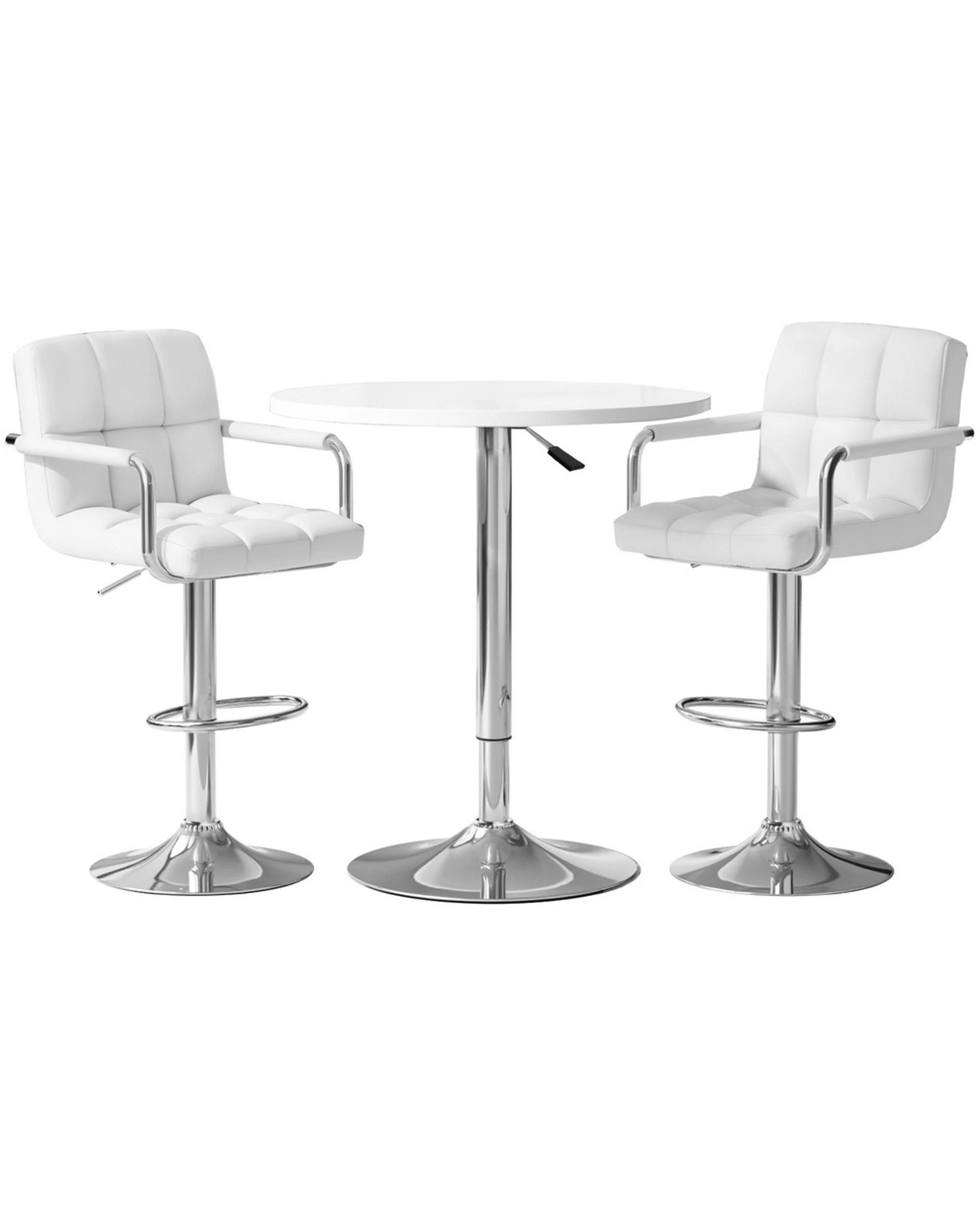 1 Artiss Bar Table and Stools Set Dining Desk Kitchen Chairs Cafe Pub - White, 1 of 4